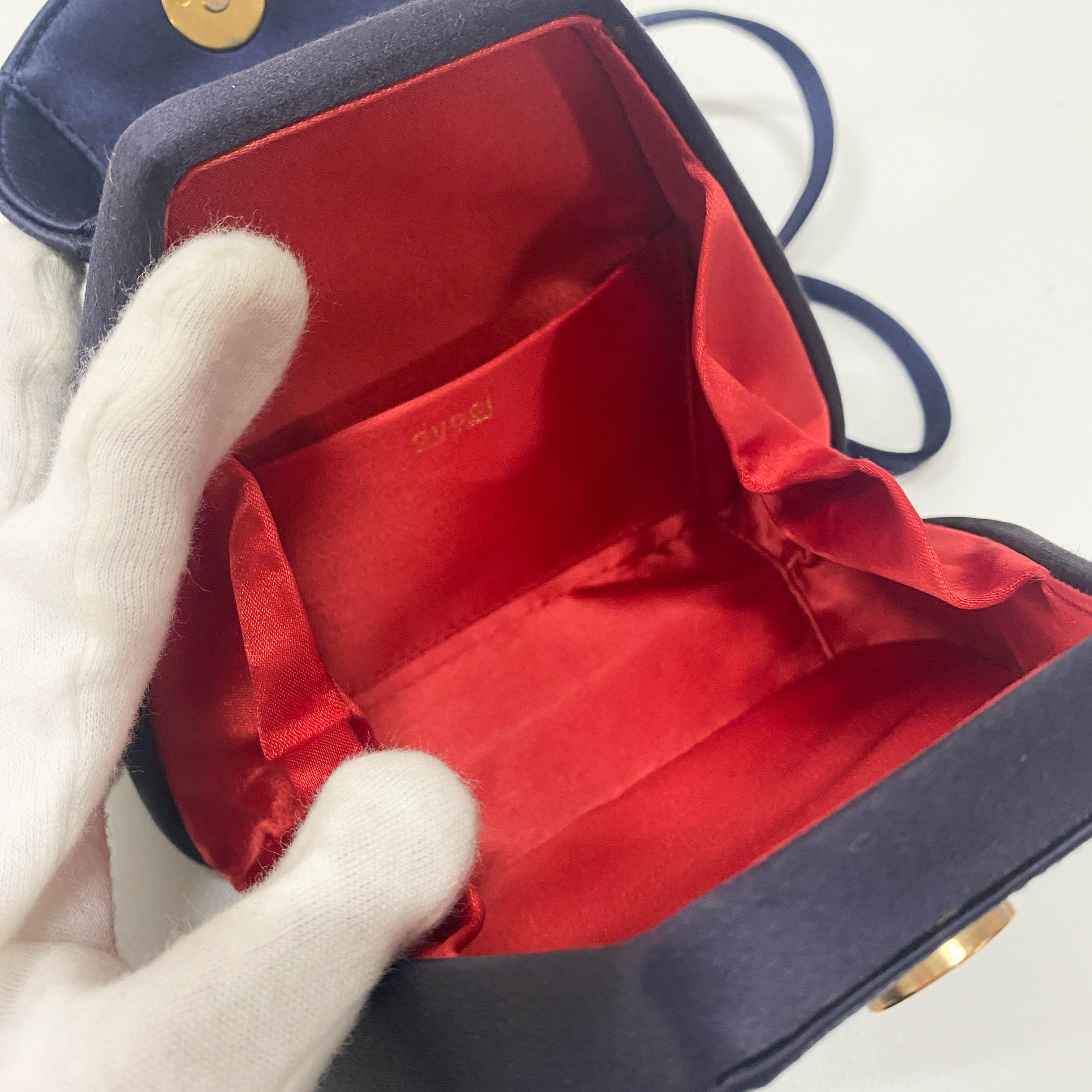 Mini Navy Satin Backpack