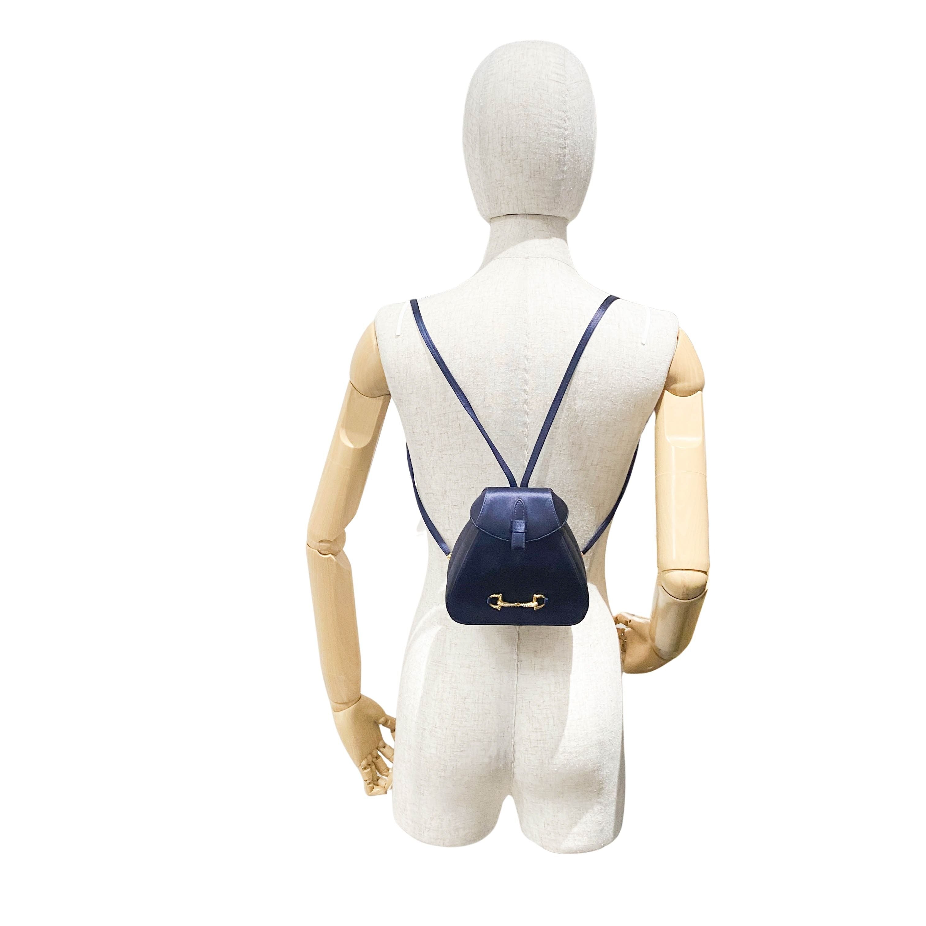 Mini Navy Satin Backpack