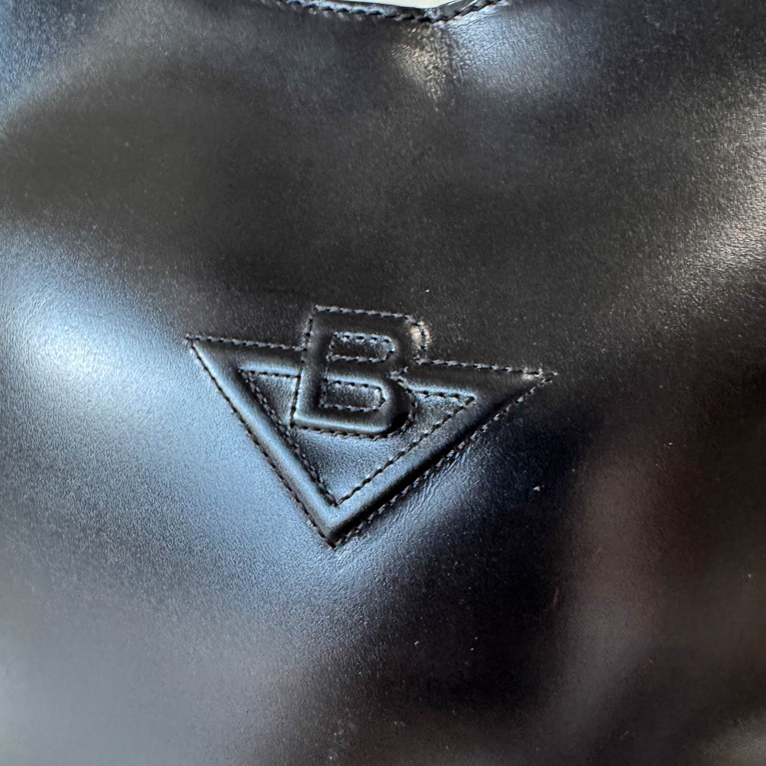 Vintage Black Leather Half Moon Hobo Shoulder Bag