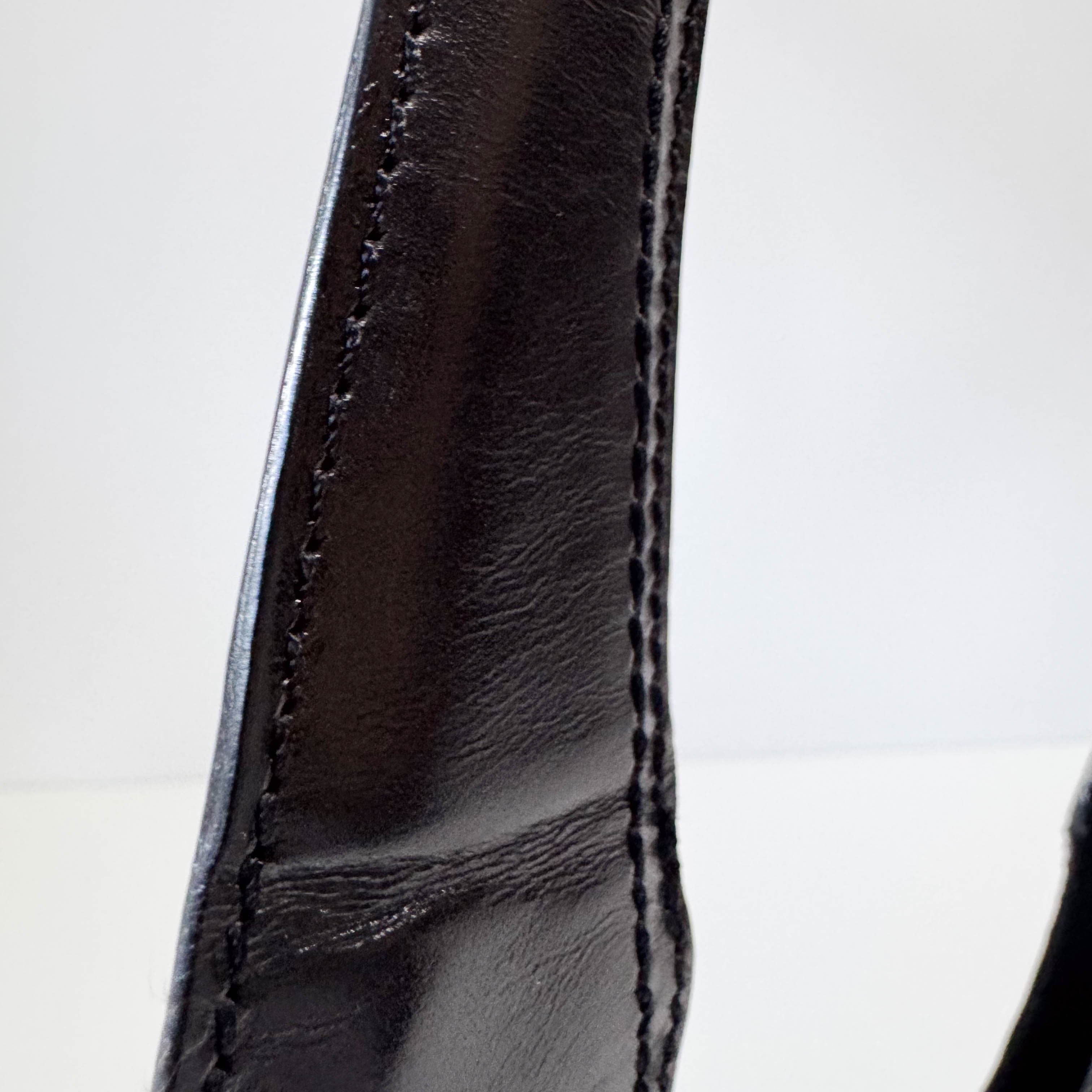 Vintage Black Leather Half Moon Hobo Shoulder Bag