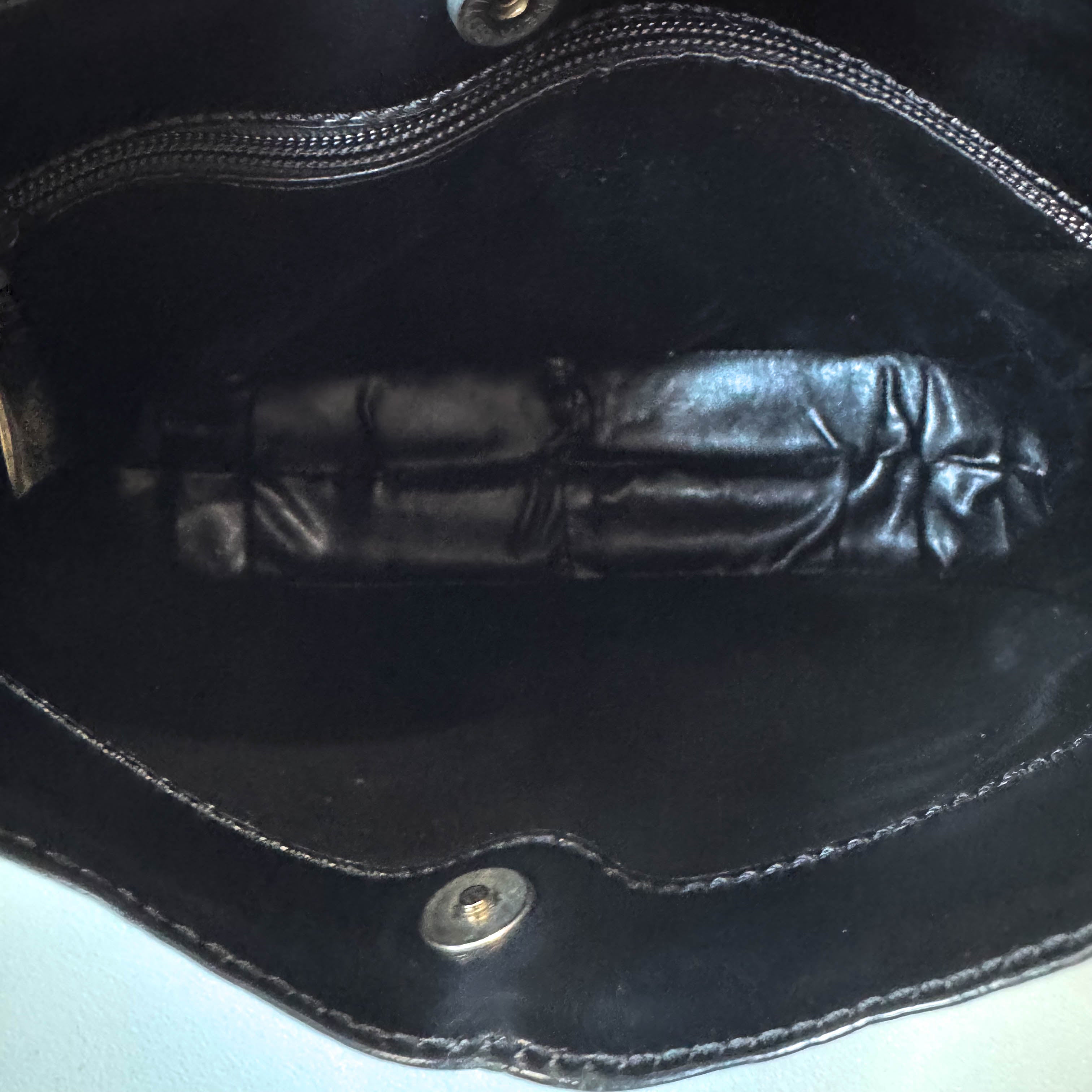 Vintage Black Leather Half Moon Hobo Shoulder Bag