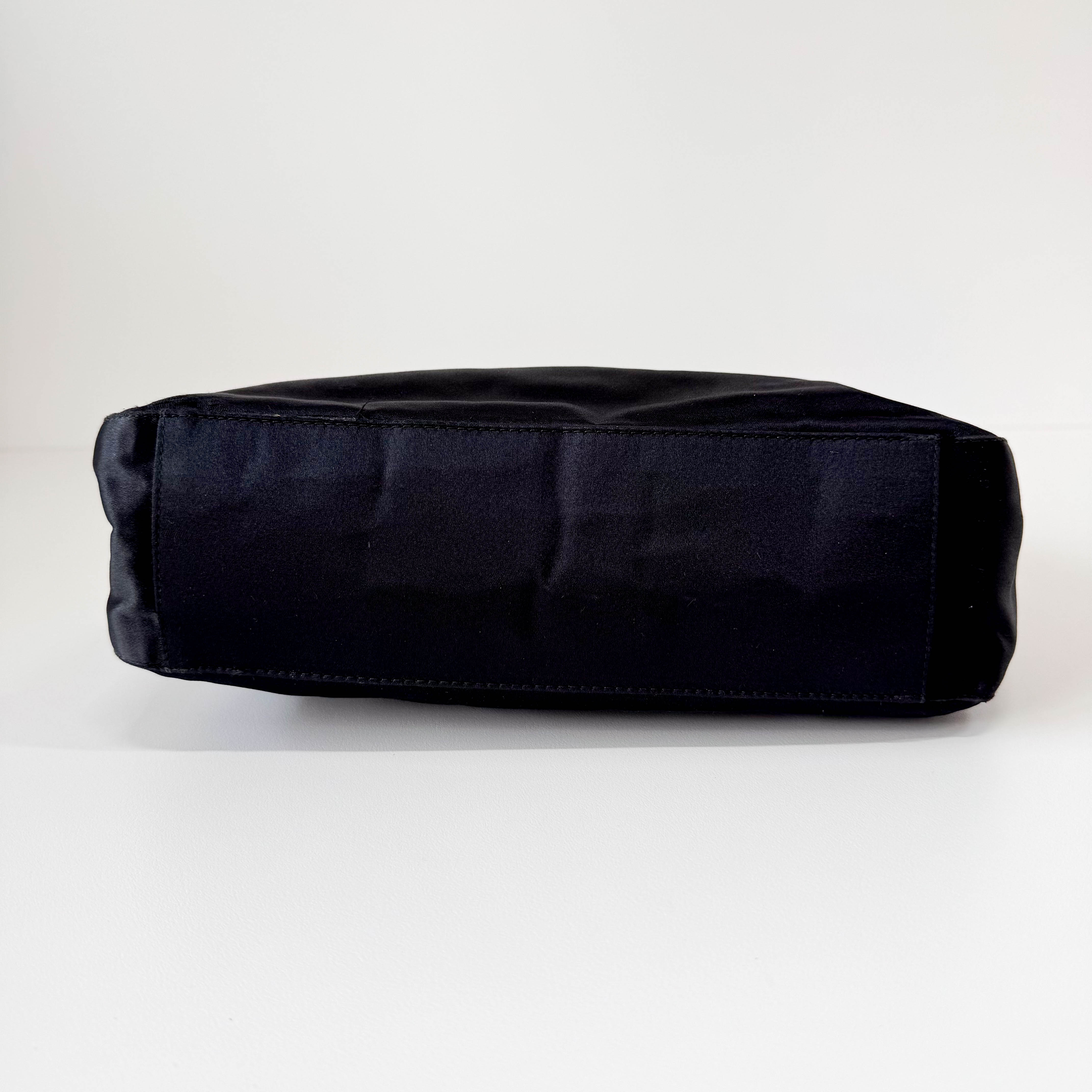 Black Satin Hobo Shoulder Bag