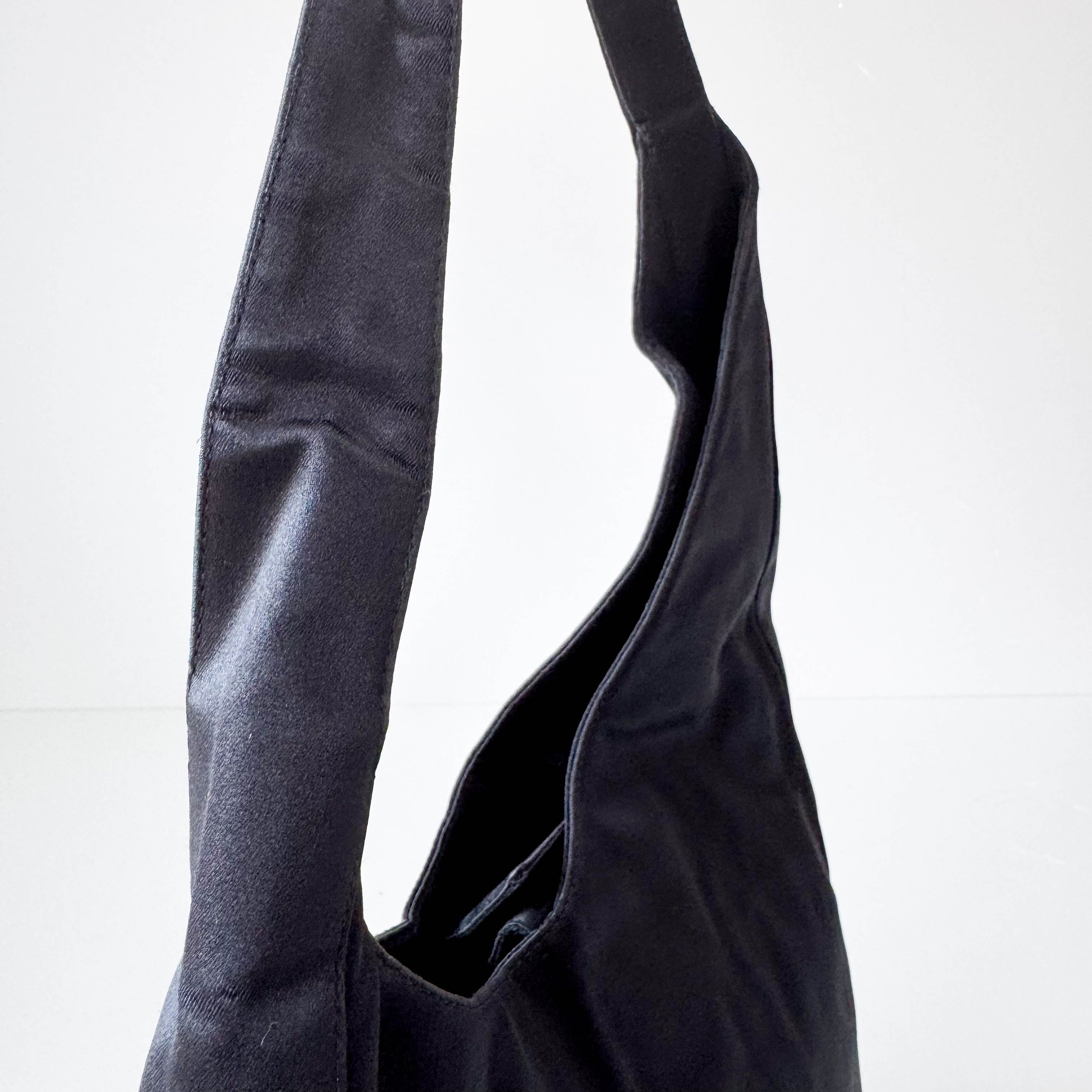 Black Satin Hobo Shoulder Bag