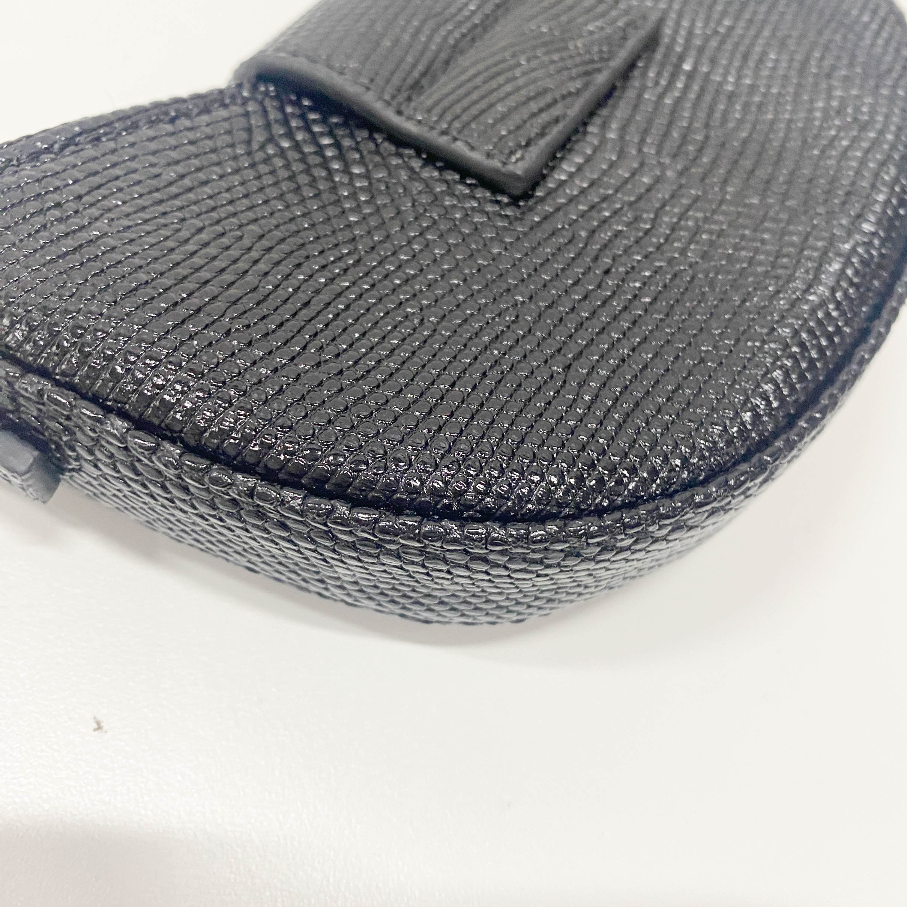 Mini Croissant Black Lizard Embossed Leather Handbag