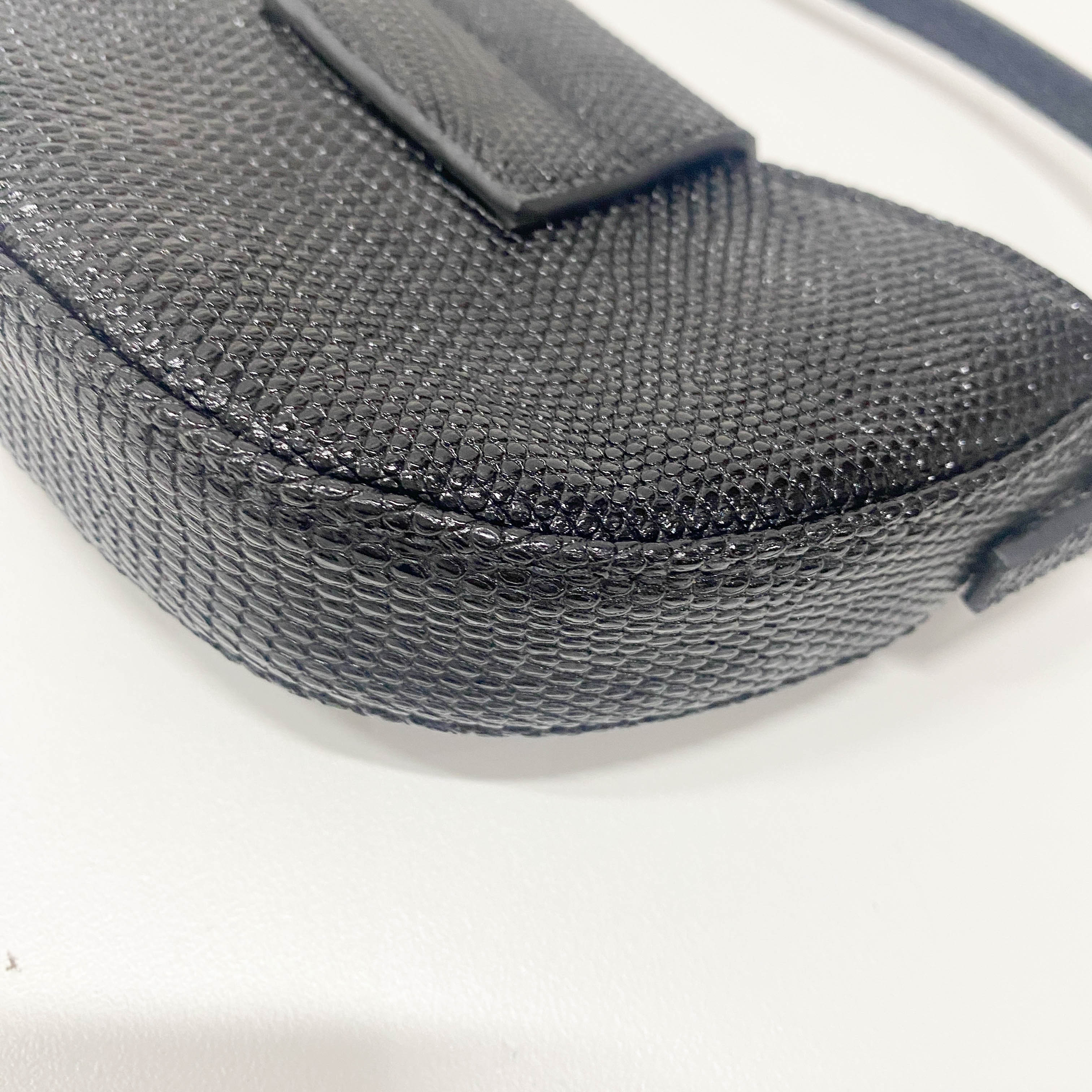 Mini Croissant Black Lizard Embossed Leather Handbag