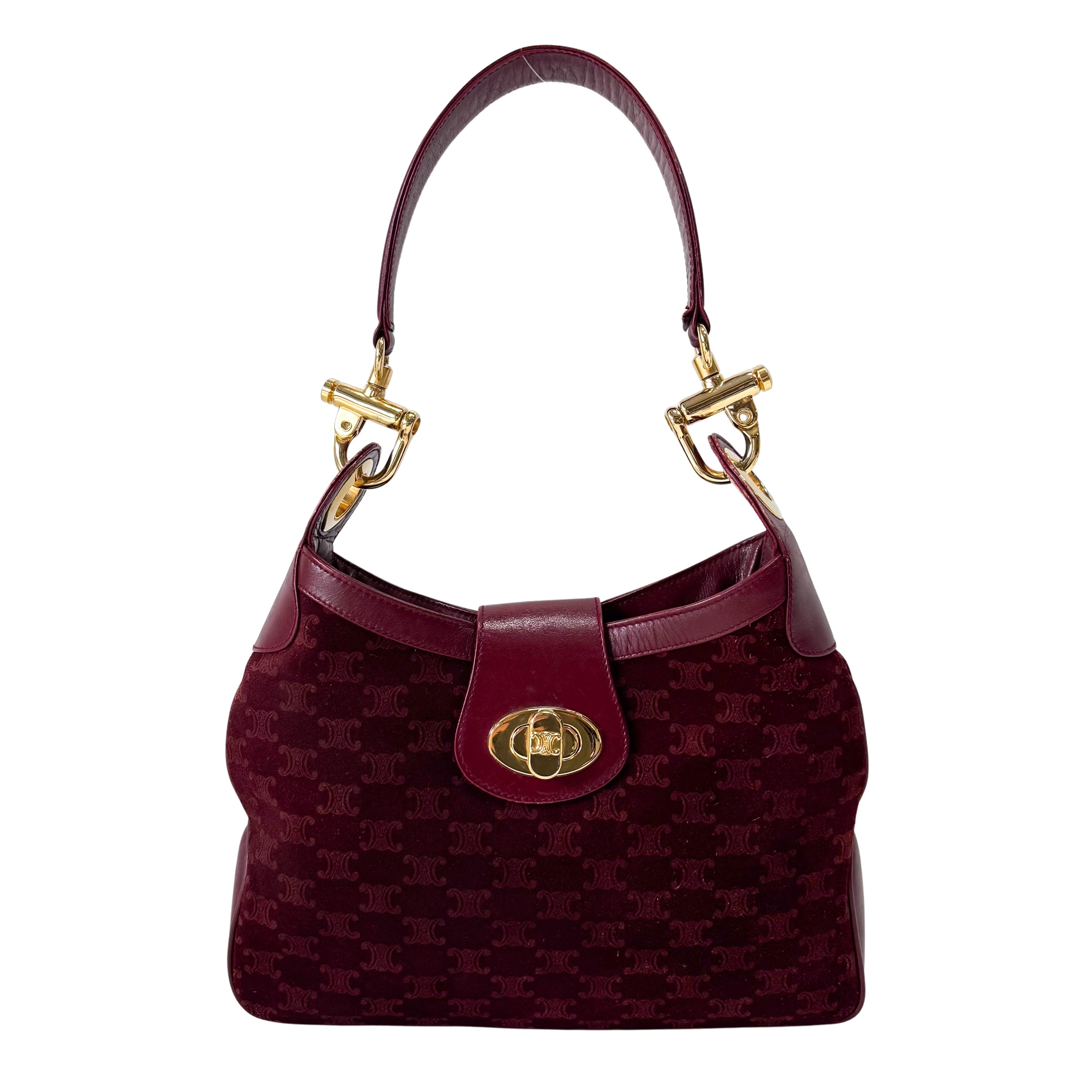 Macadam Triomphe Burgundy Suede Shoulder Bag