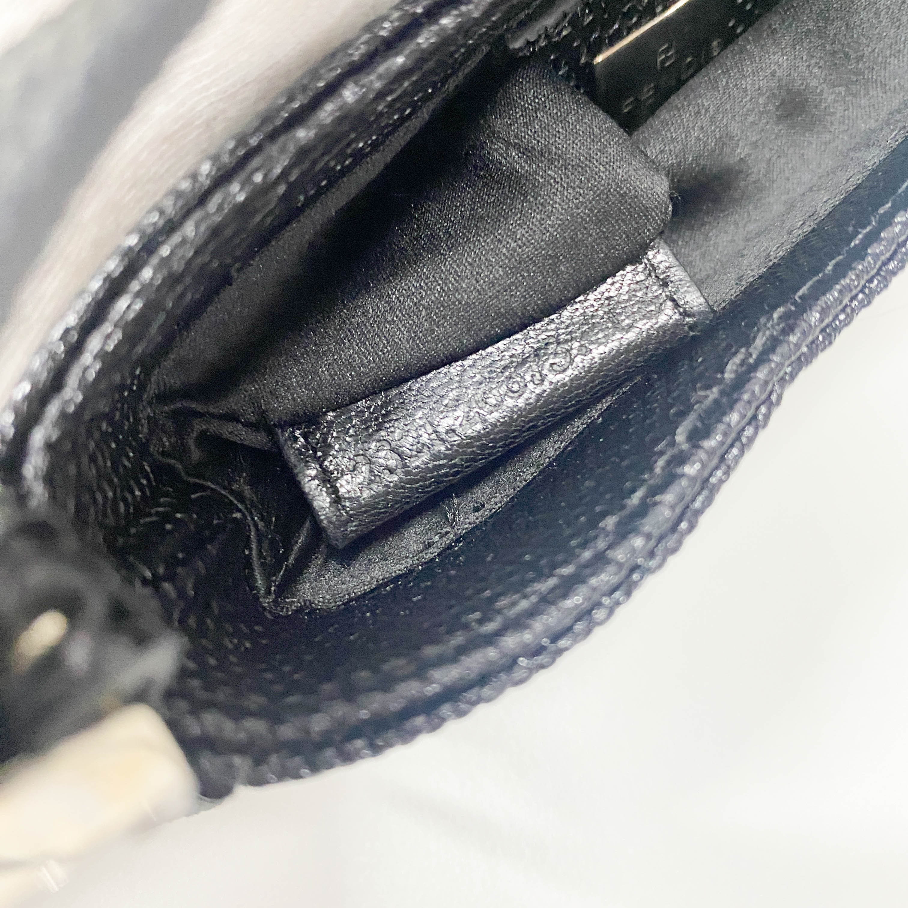 Mini Croissant Black Lizard Embossed Leather Handbag