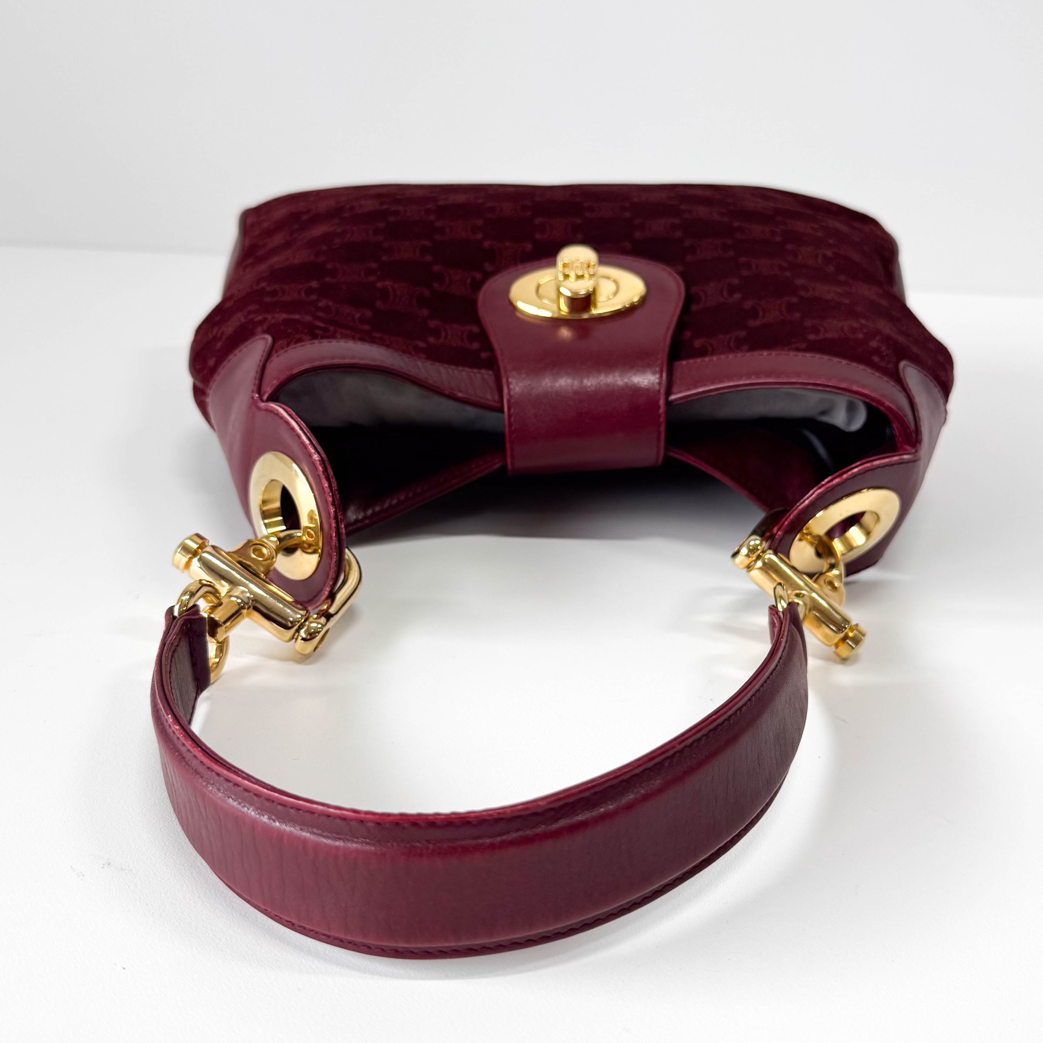 Macadam Triomphe Burgundy Suede Shoulder Bag