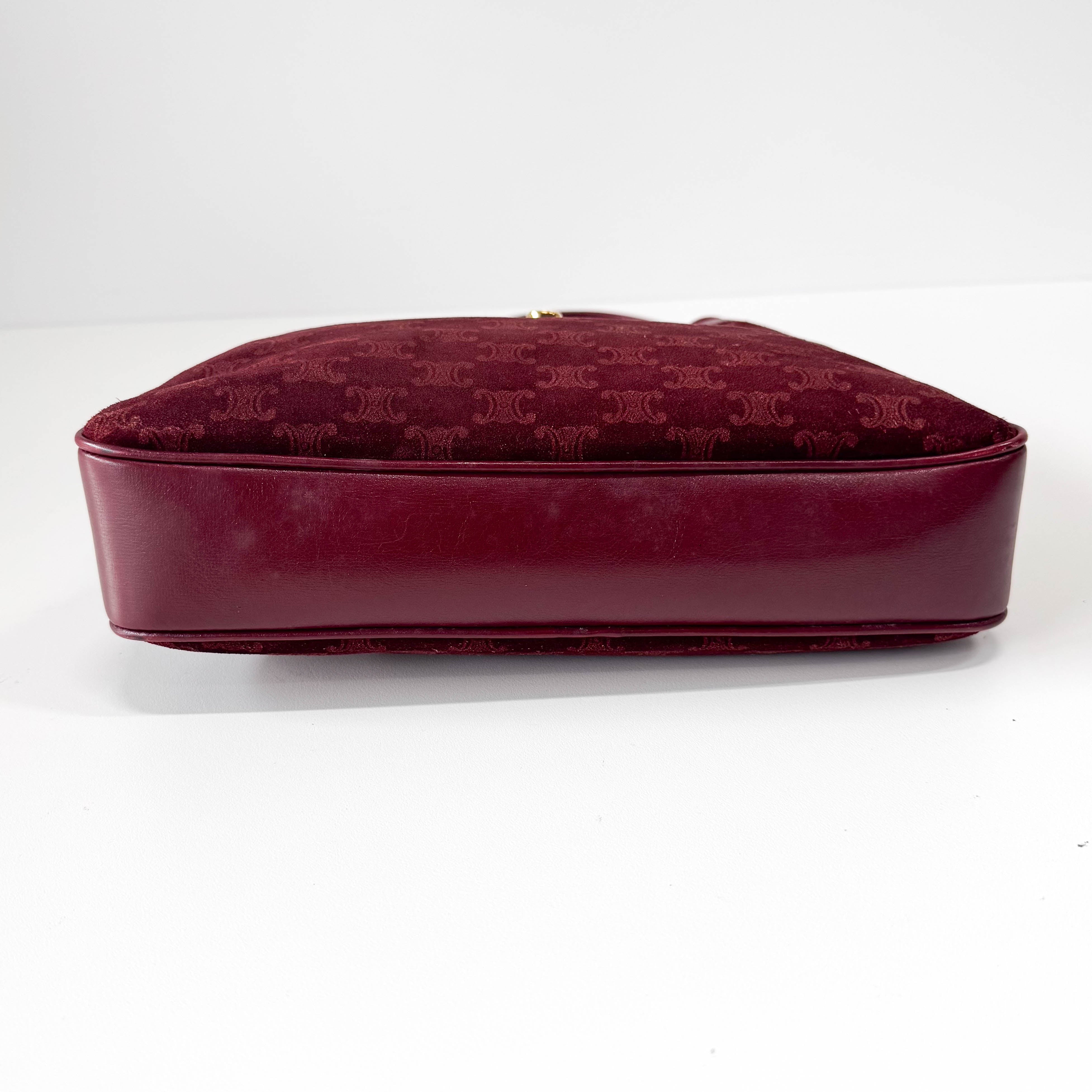 Macadam Triomphe Burgundy Suede Shoulder Bag