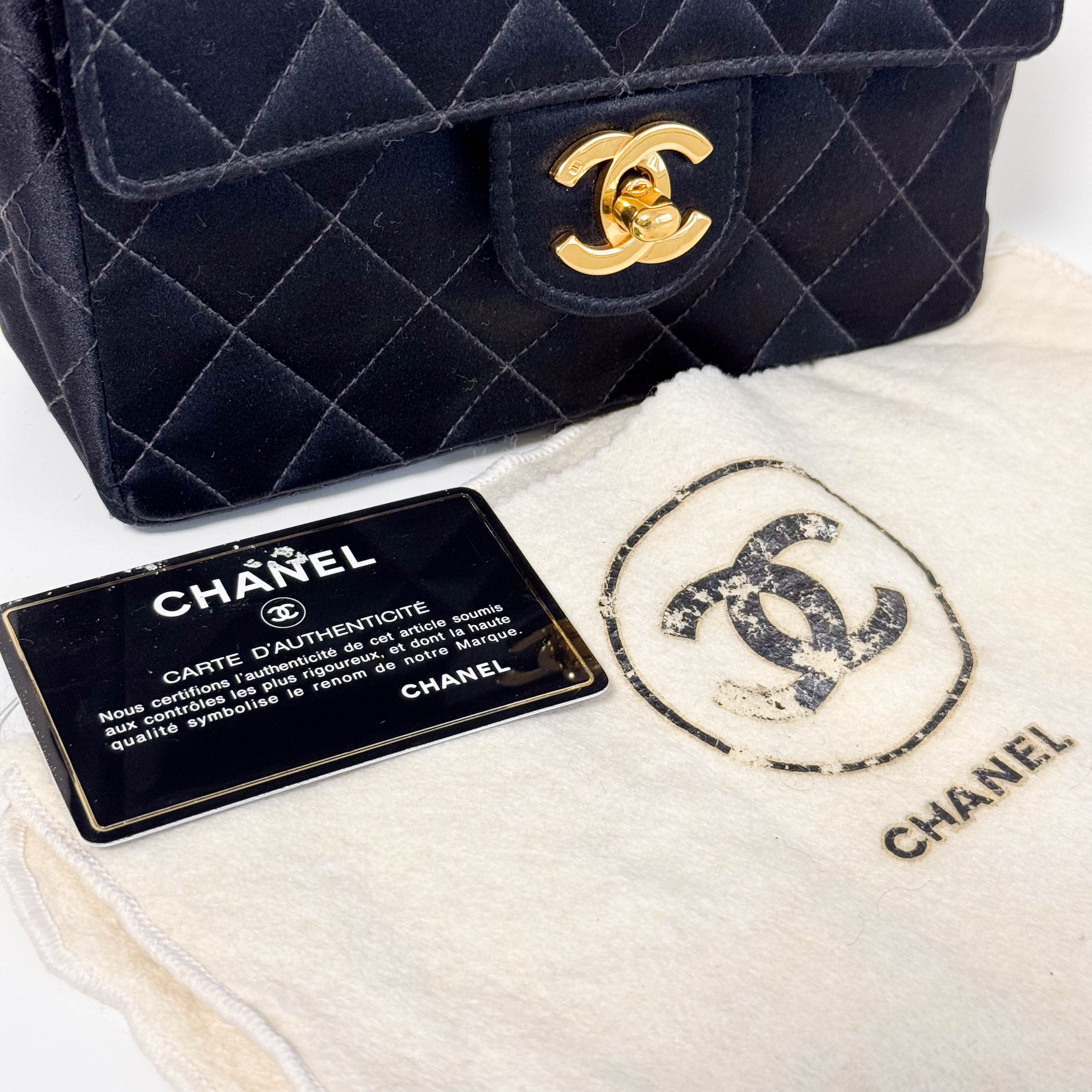 Mini Timeless Classic Satin Single Flap Chain Crossbody Bag