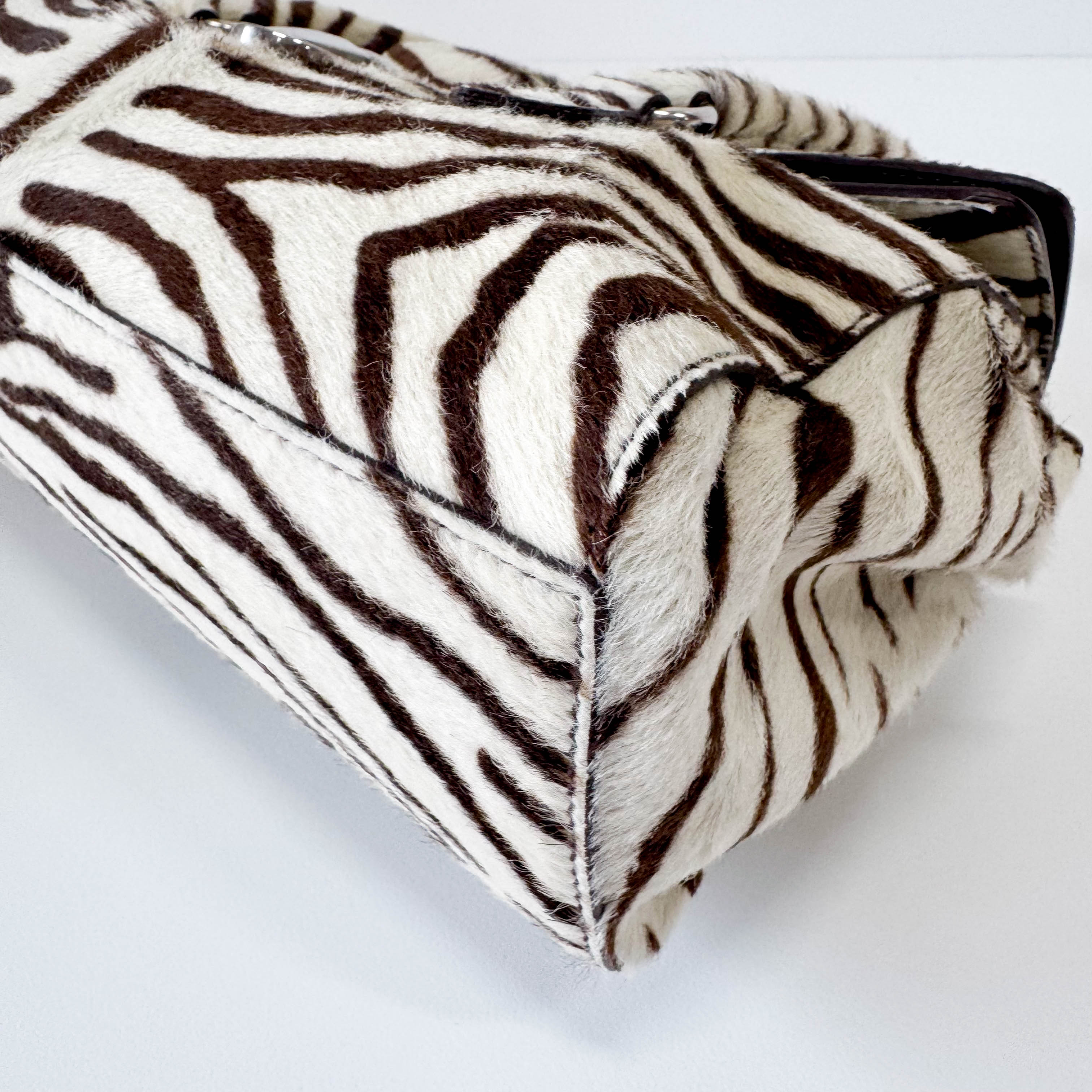 Zebra Print Pony Hair Shoulder Bag