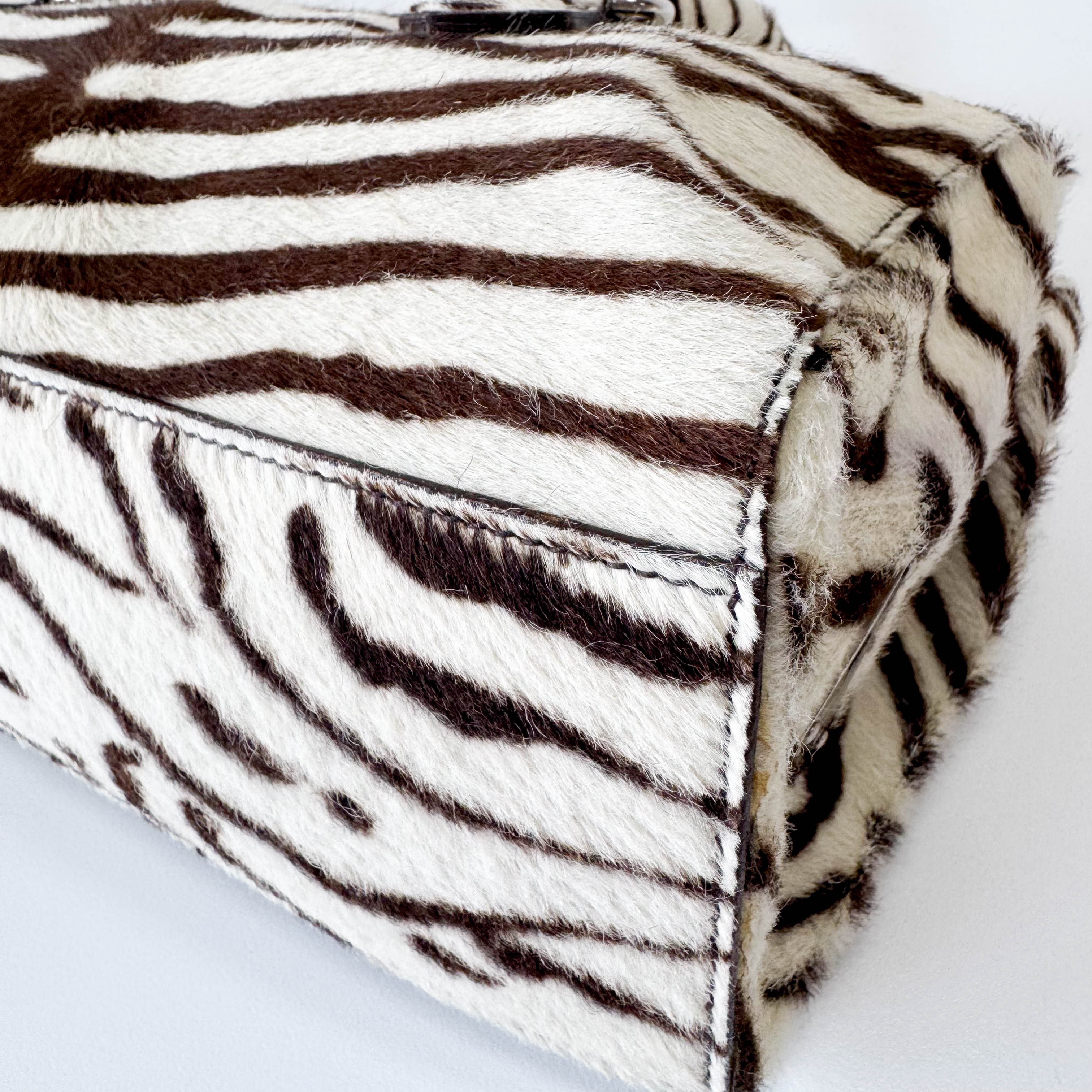 Zebra Print Pony Hair Shoulder Bag