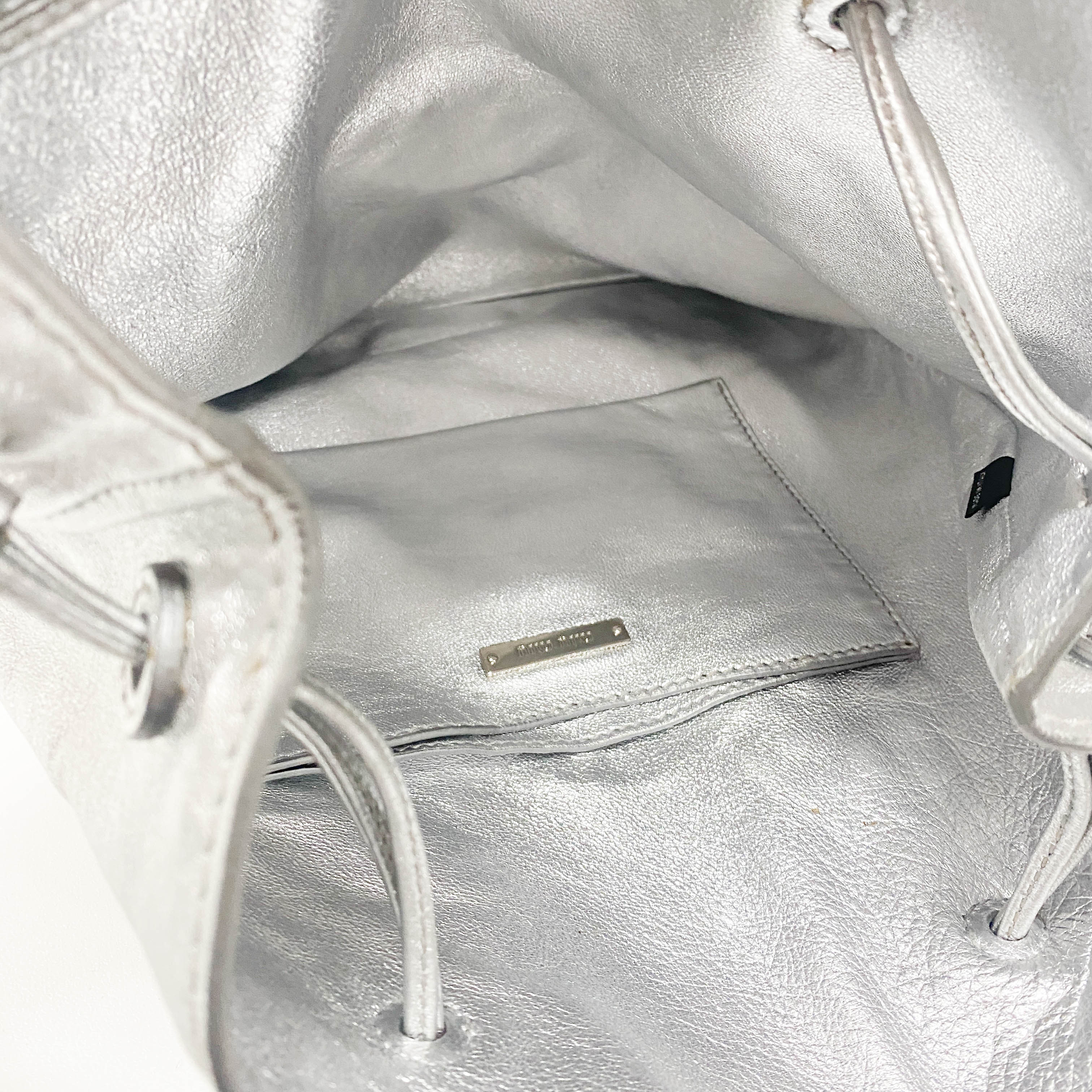 Silver Leather Floral Sequin Embroidered Shoulder Bag