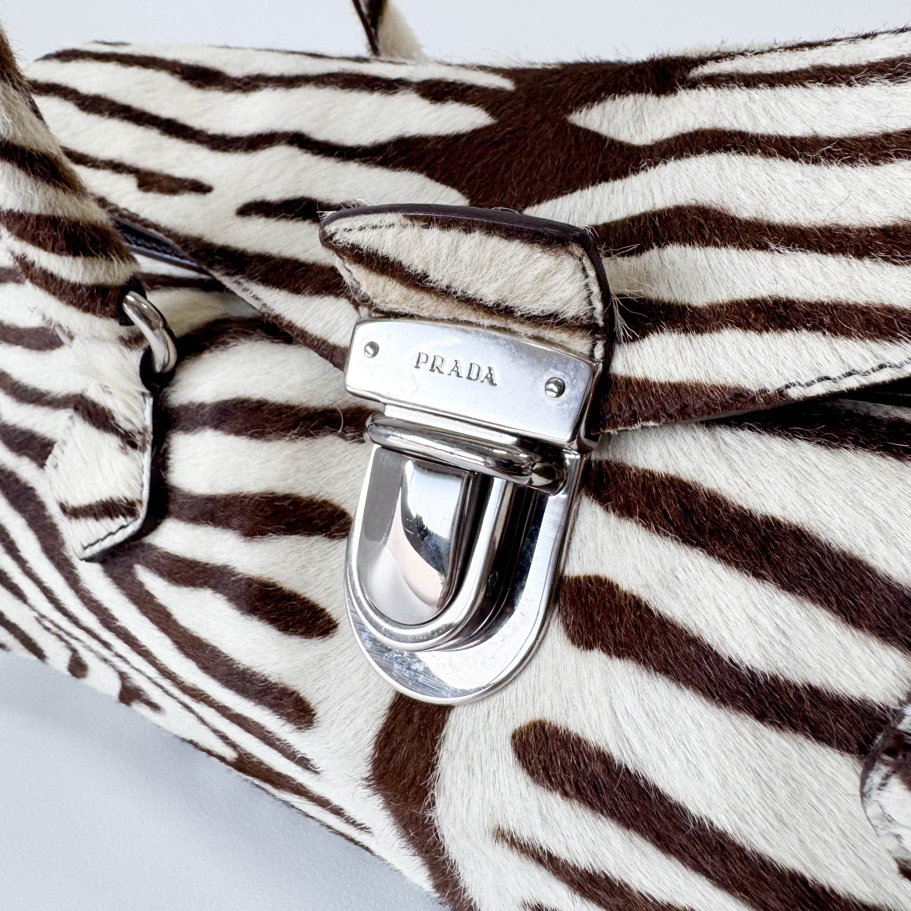 Zebra Print Pony Hair Shoulder Bag