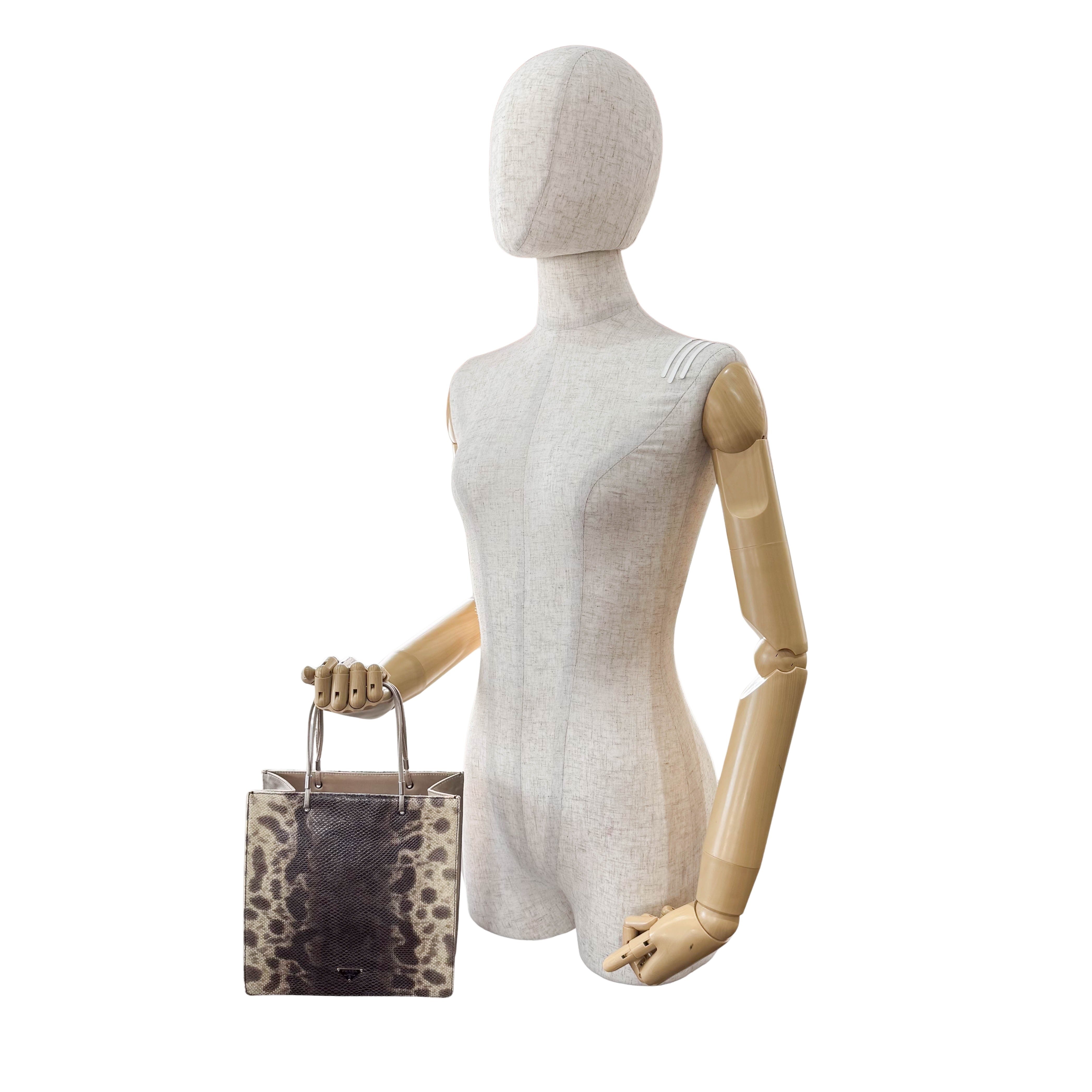 Brown Python and Silk Top Handle Bag