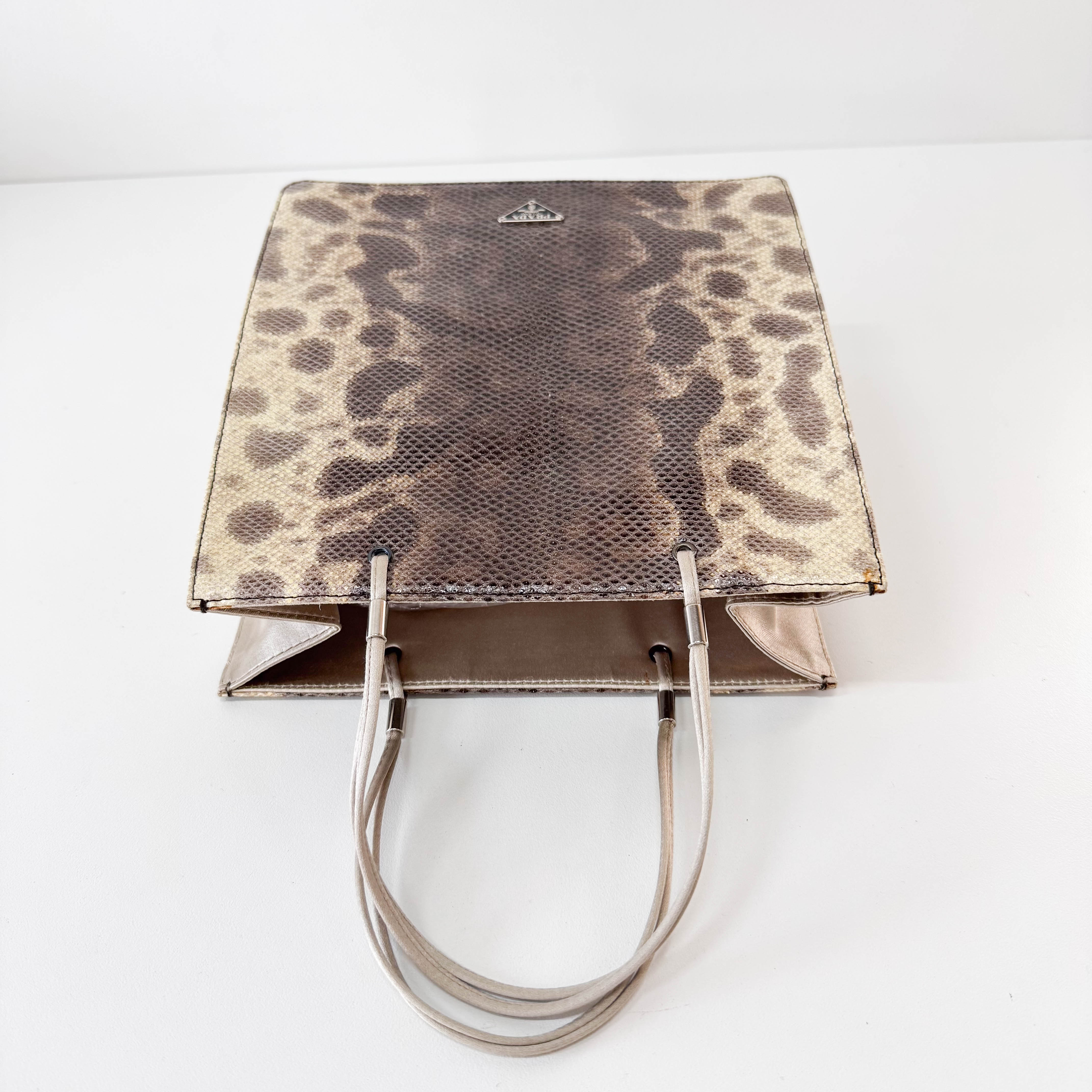 Brown Python and Silk Top Handle Bag