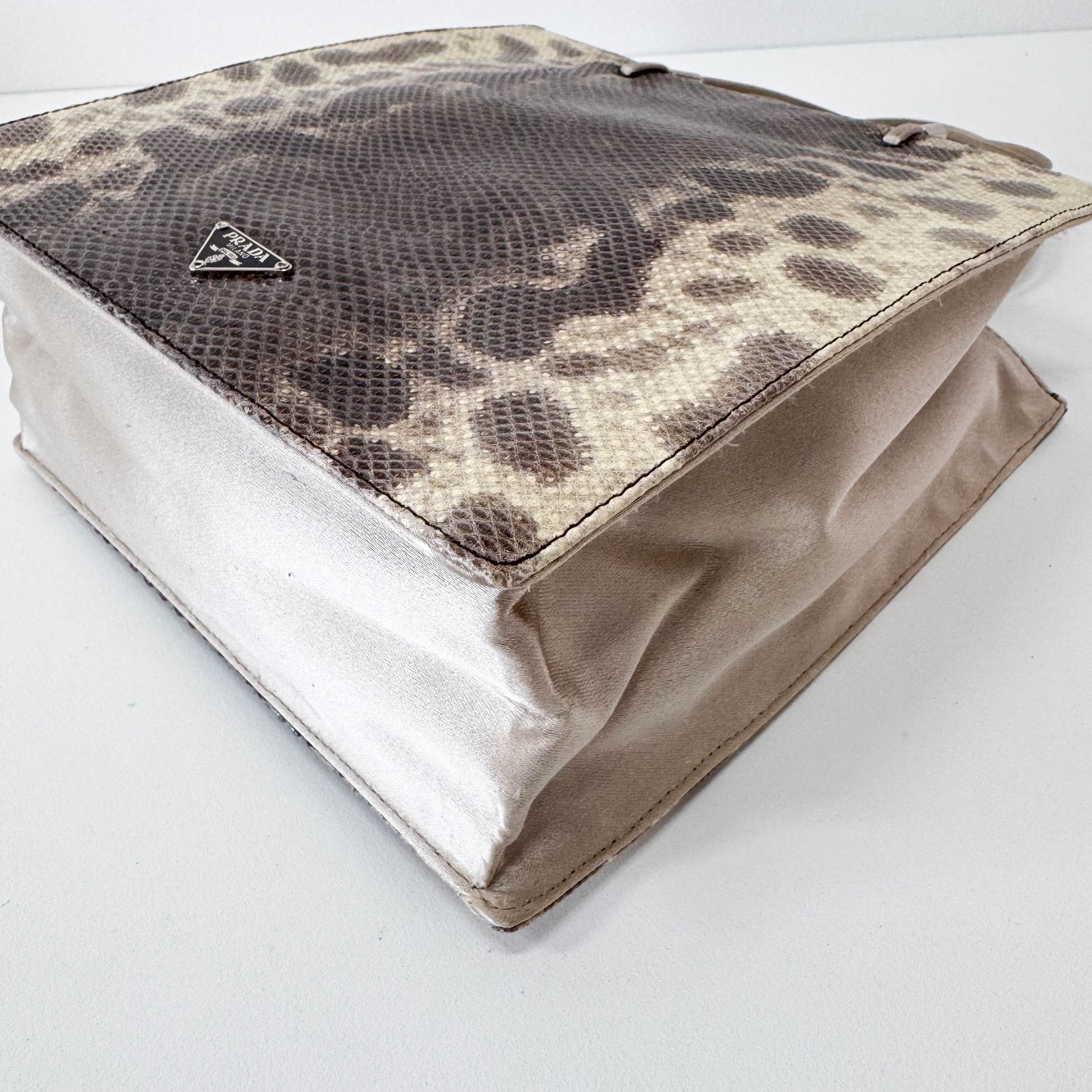 Brown Python and Silk Top Handle Bag