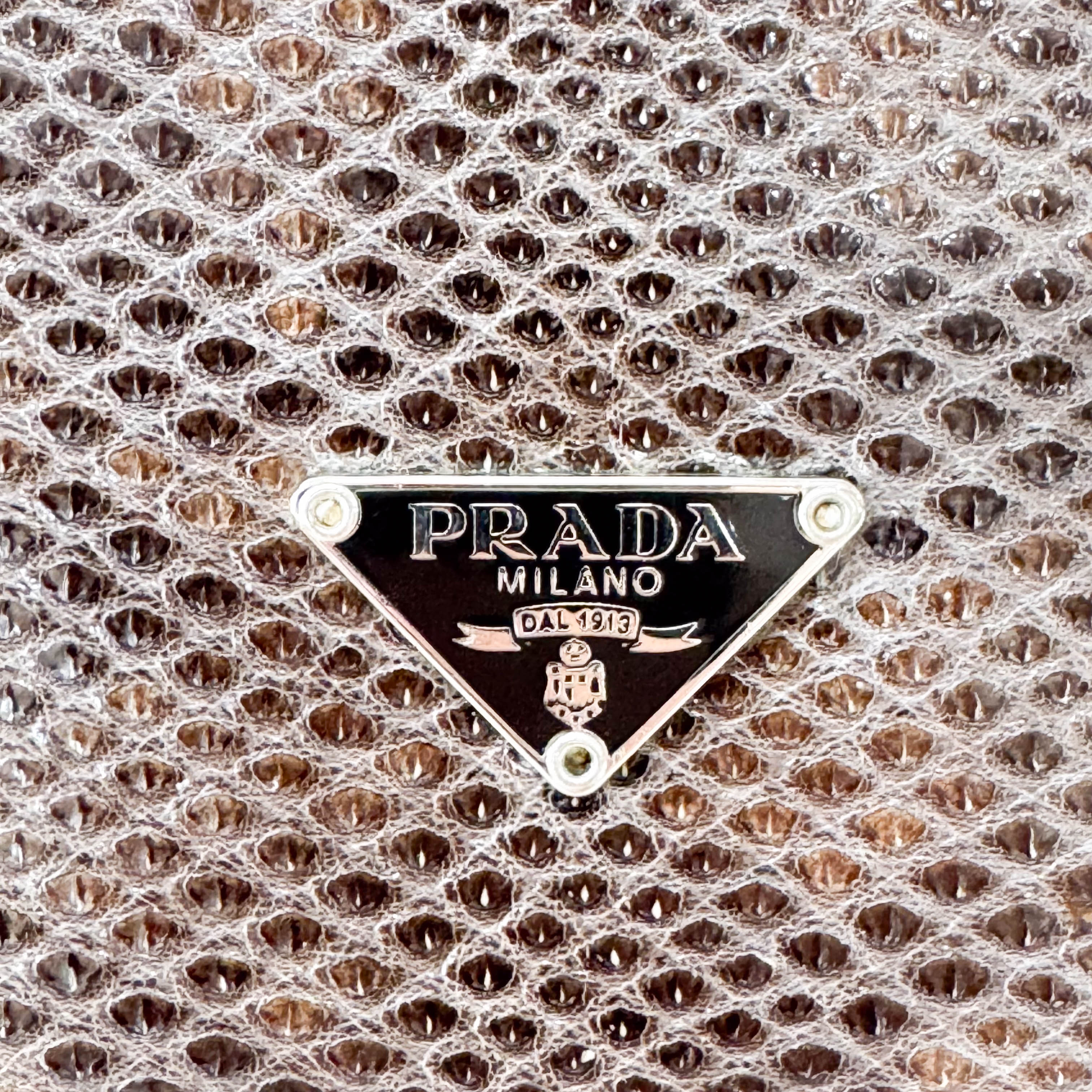 Brown Python and Silk Top Handle Bag