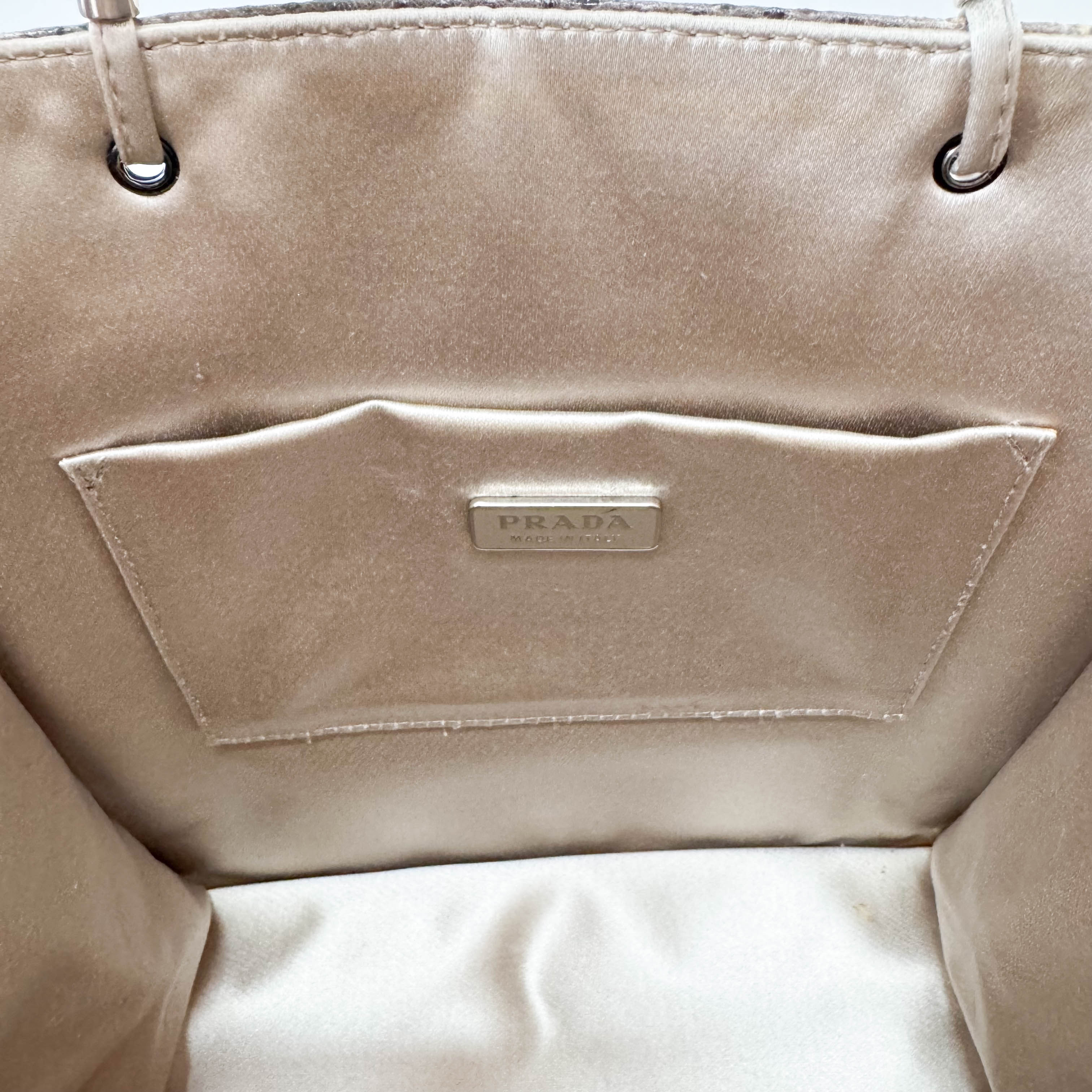 Brown Python and Silk Top Handle Bag