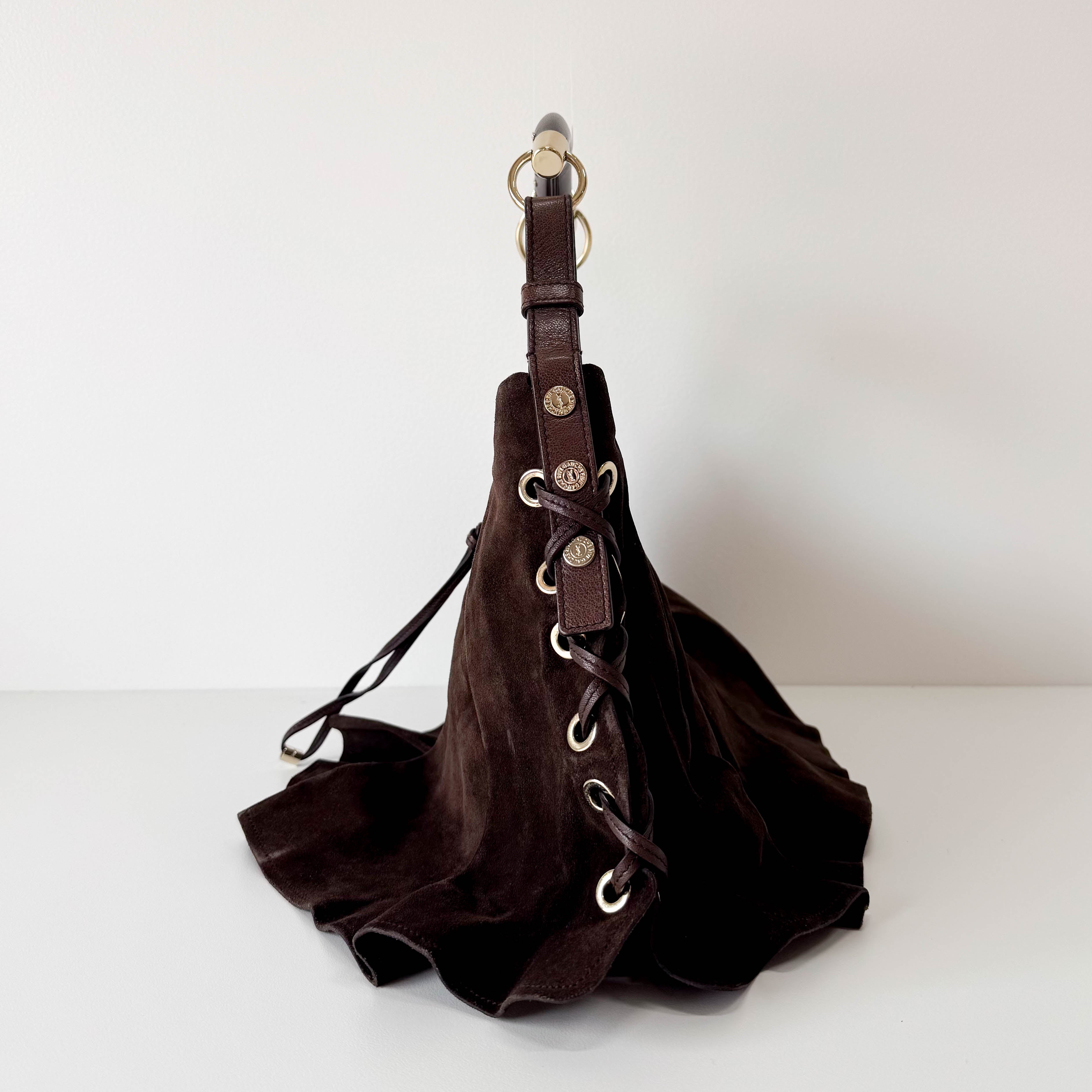 YSL rive gauche Mombasa Brown Suede Shoulder Bag