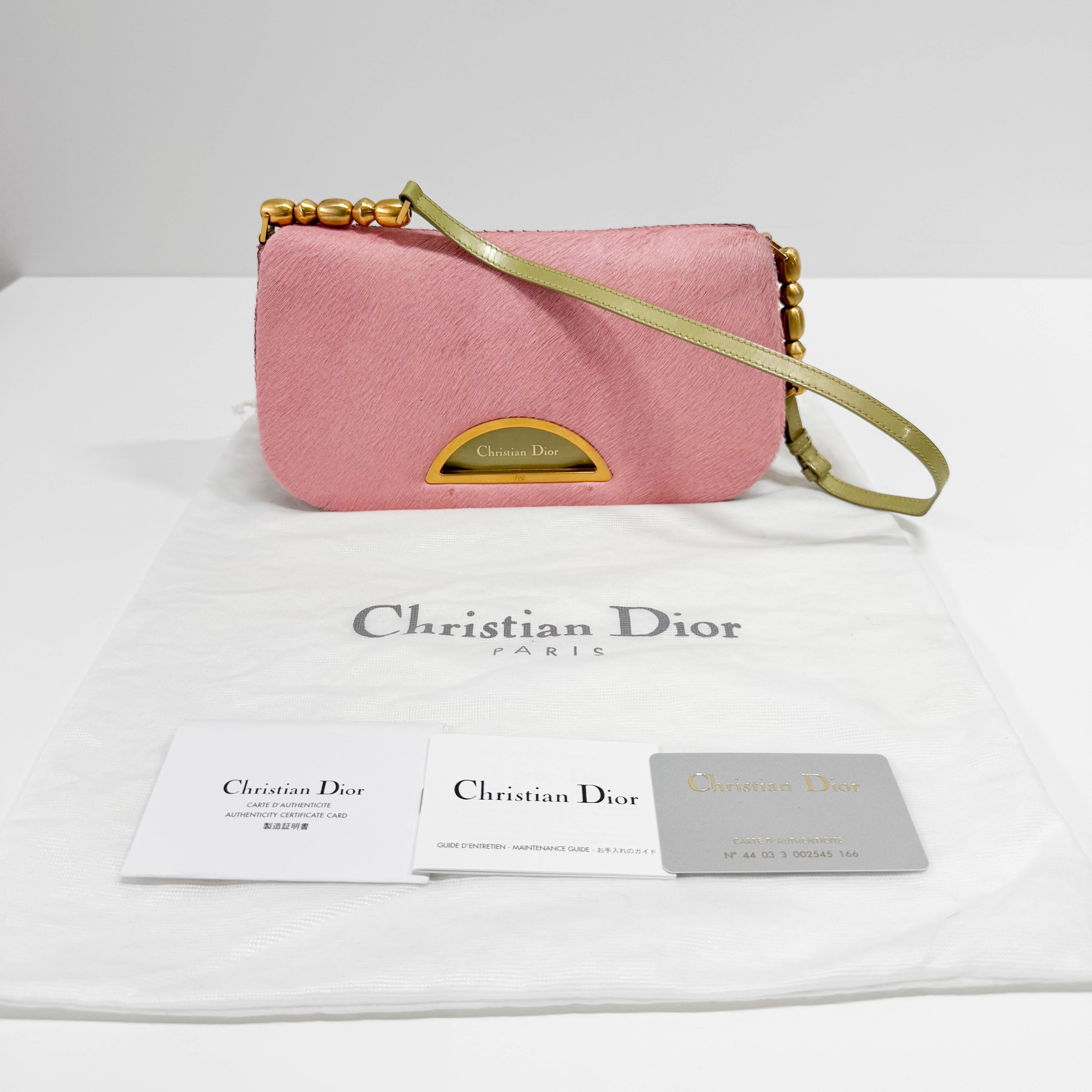 Malice Pearl Pink Pony Hair Python Embossed Leather Shoulder Bag