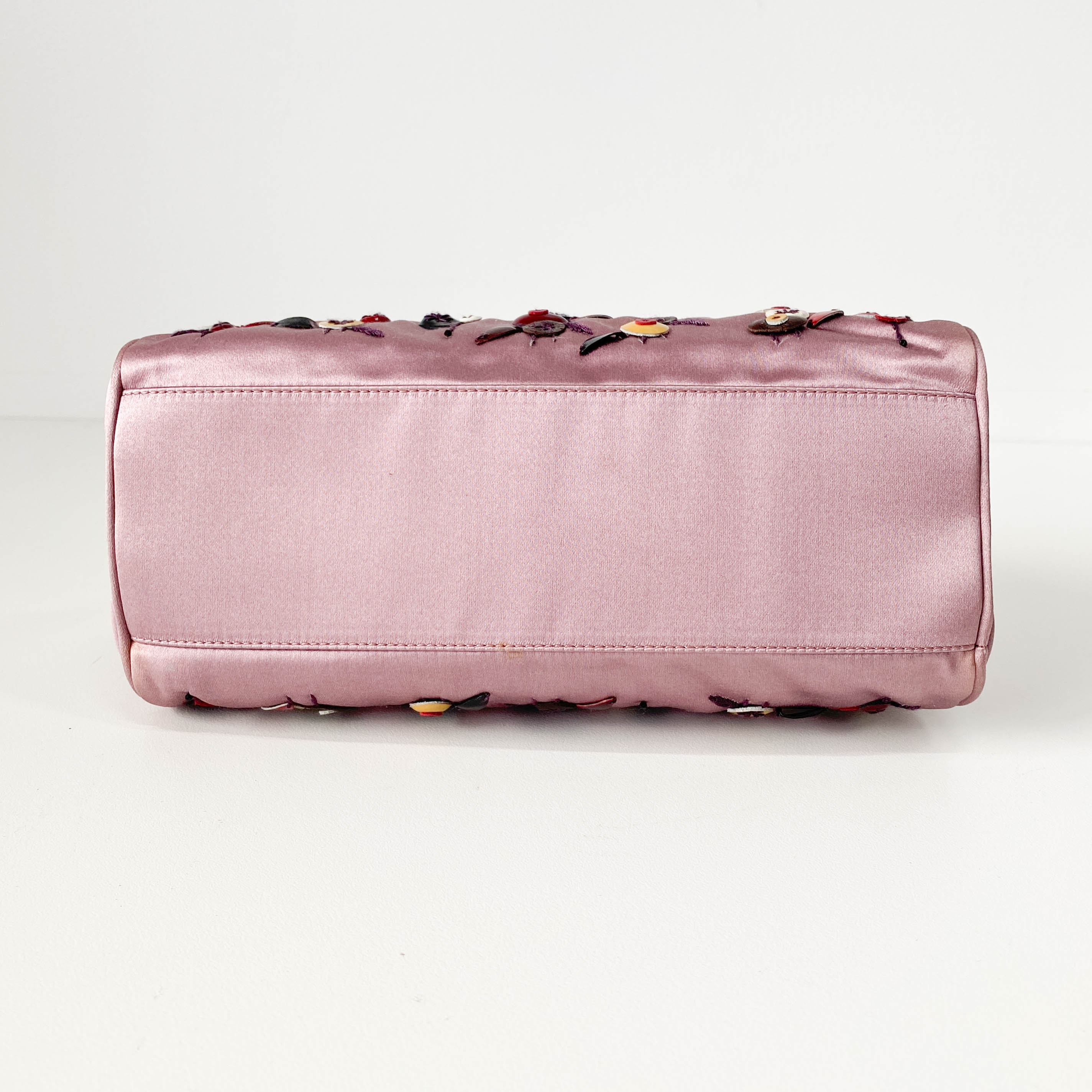 Mini Pink Satin Embroidered Handbag