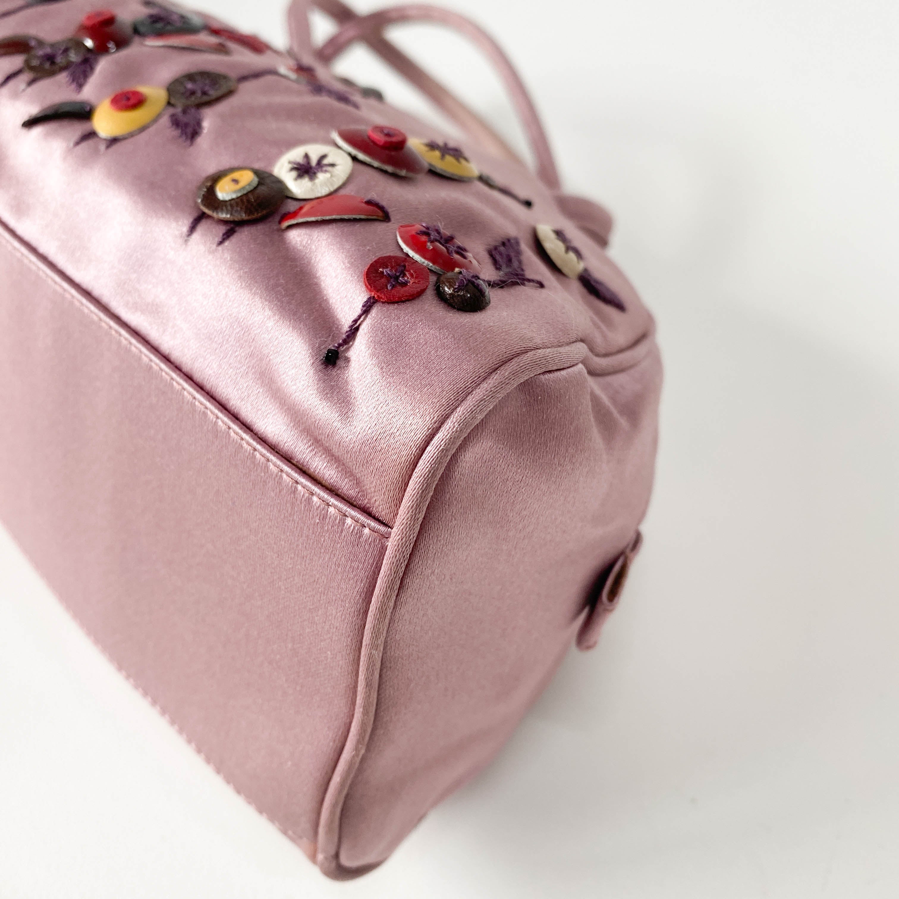 Mini Pink Satin Embroidered Handbag