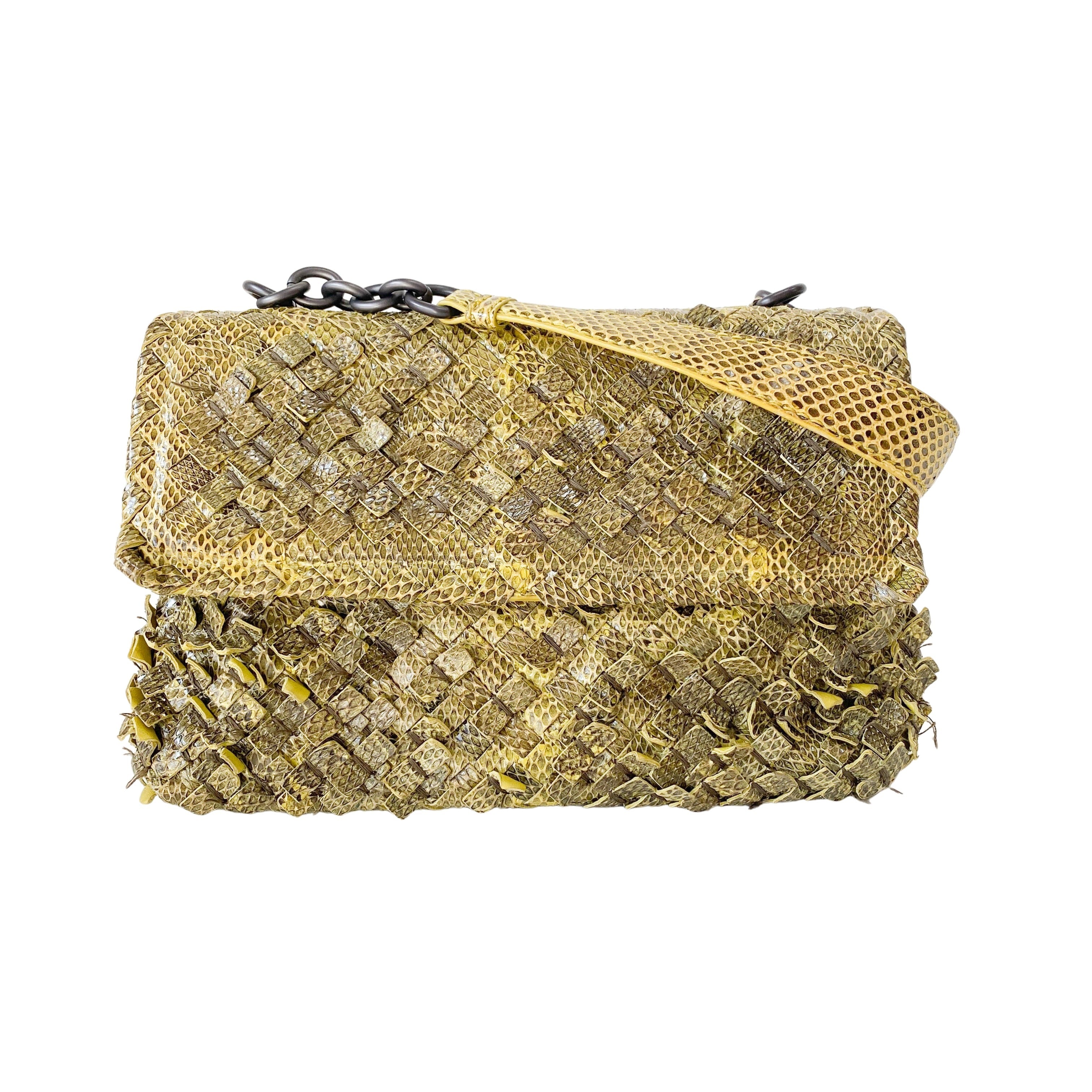 Intrecciato Green Leather Bag