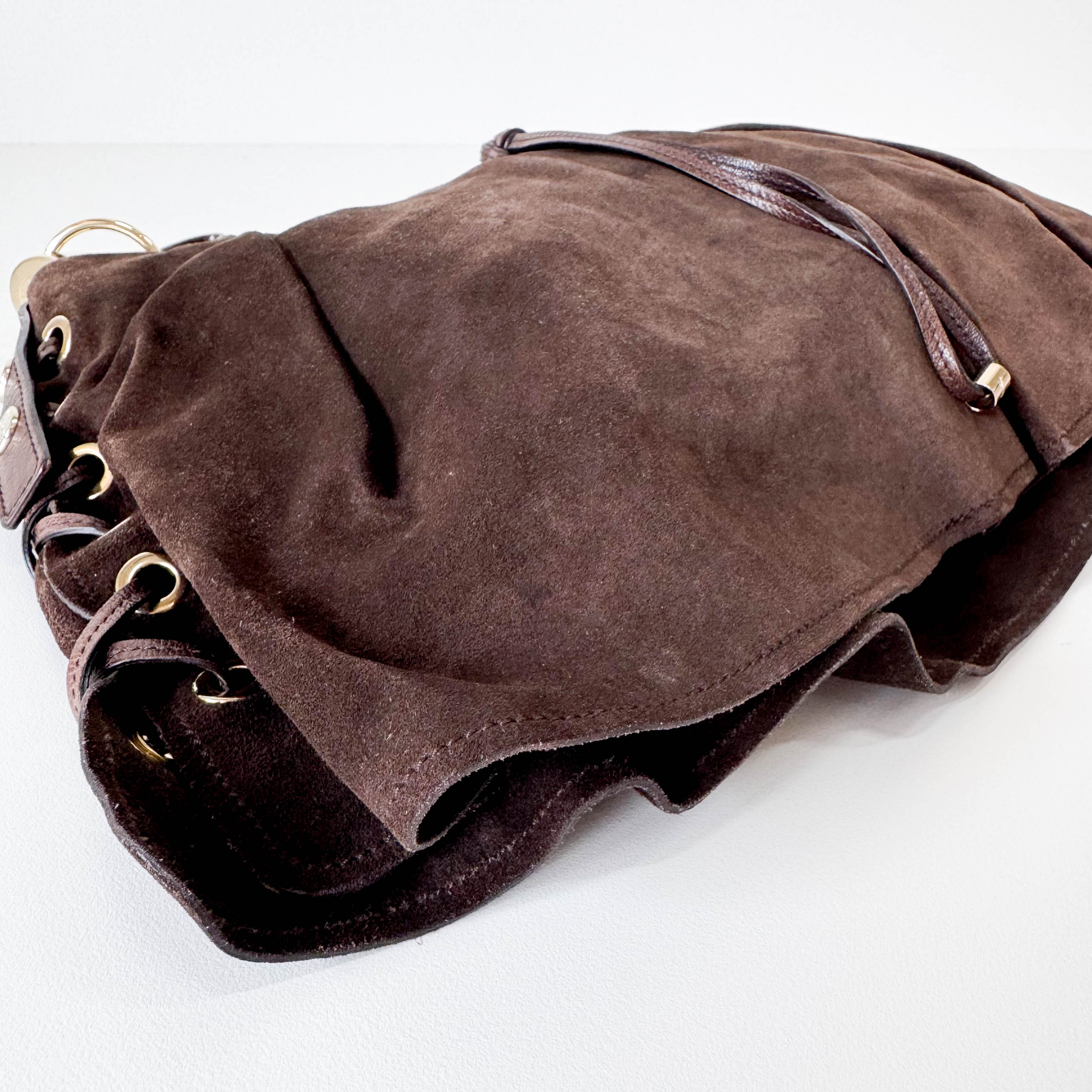 YSL rive gauche Mombasa Brown Suede Shoulder Bag