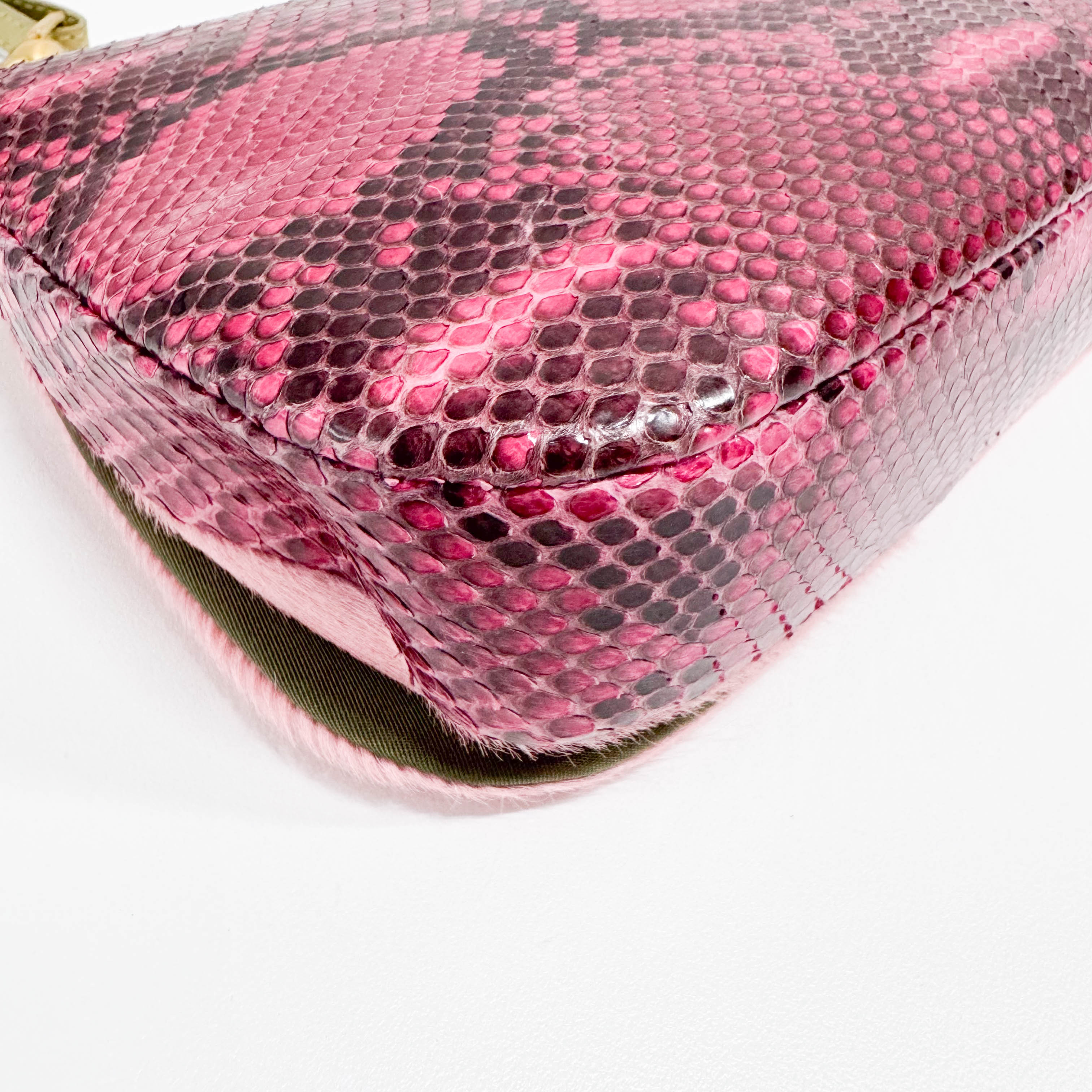 Malice Pearl Pink Pony Hair Python Embossed Leather Shoulder Bag