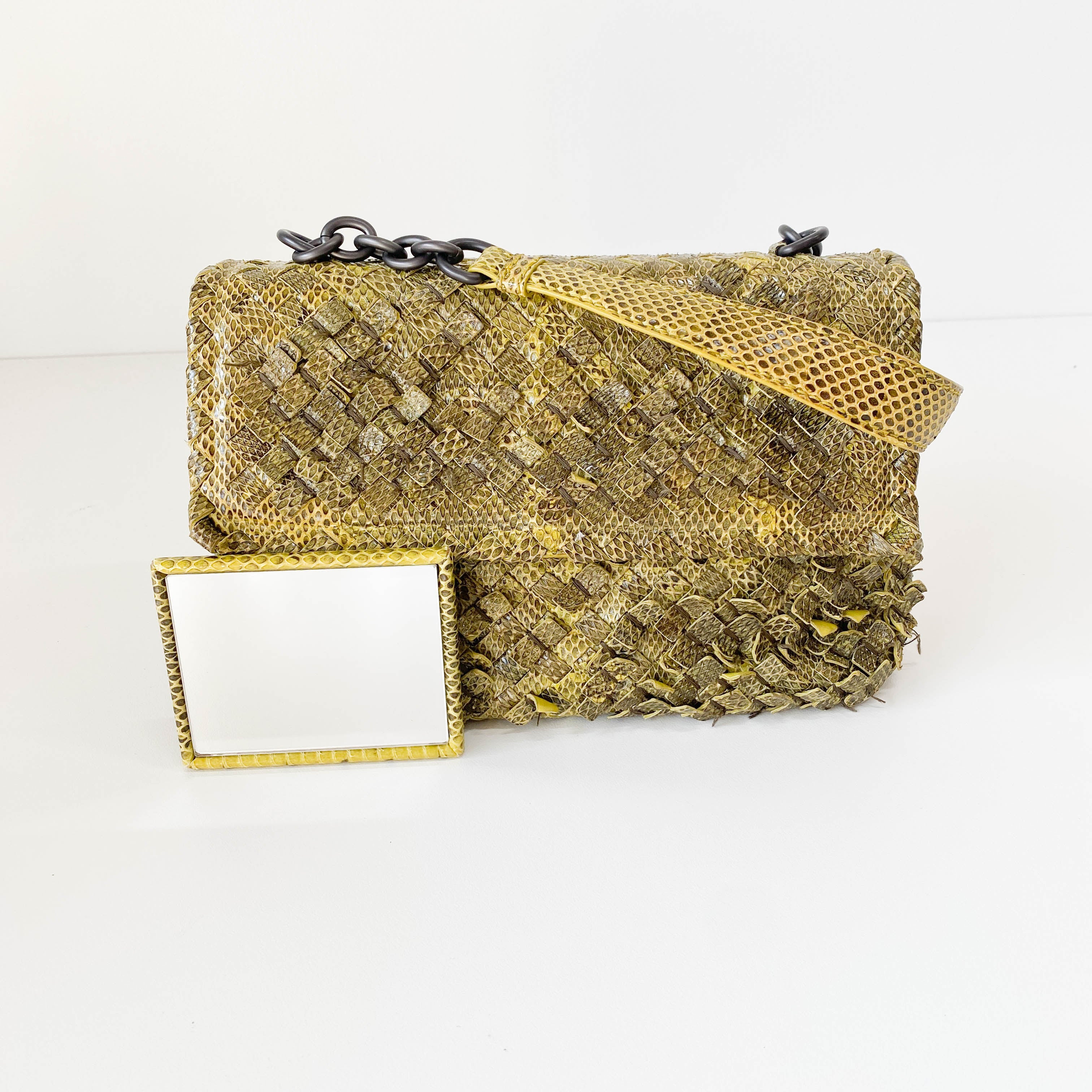 Intrecciato Green Leather Bag