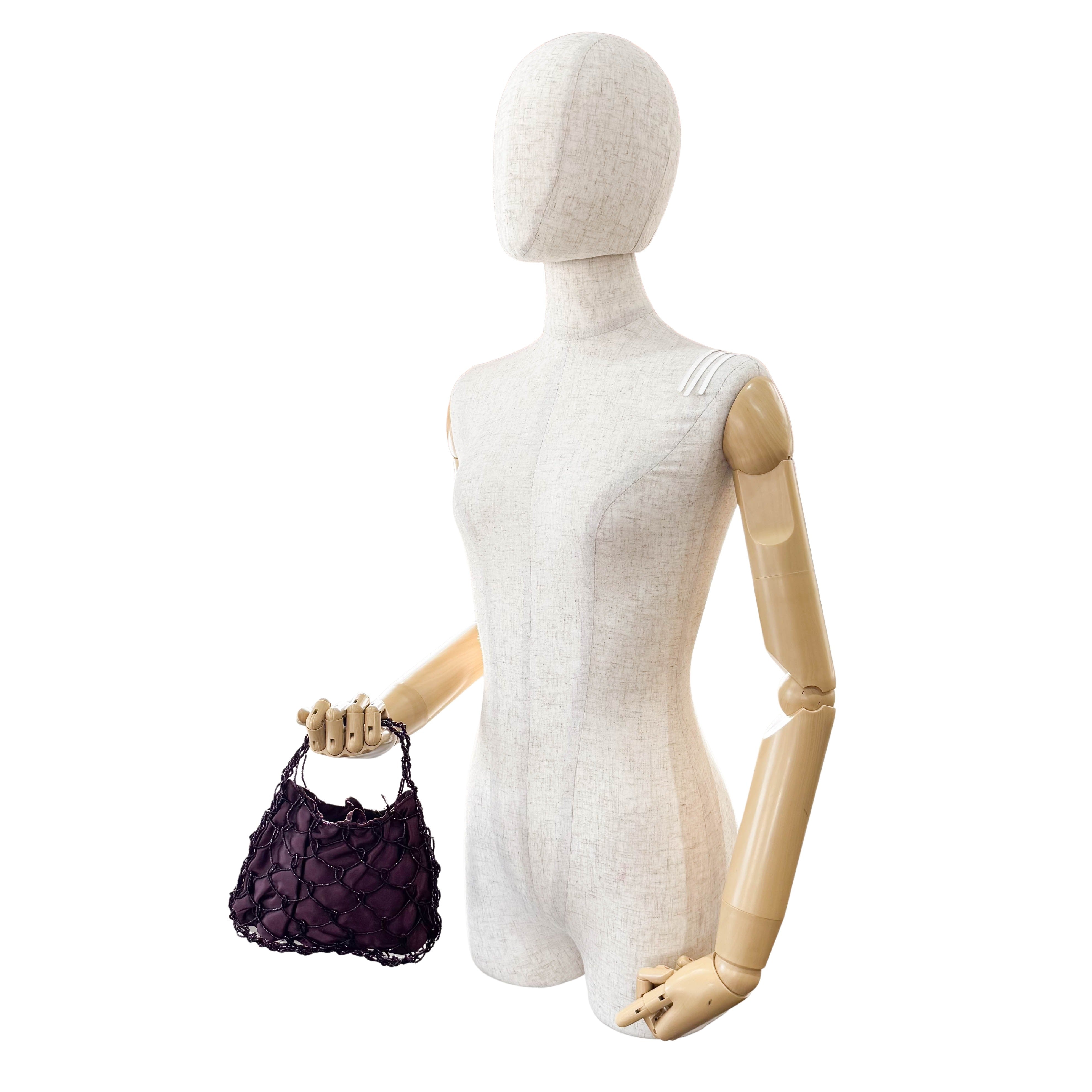 Archive Burgundy Satin and Beads Handbag