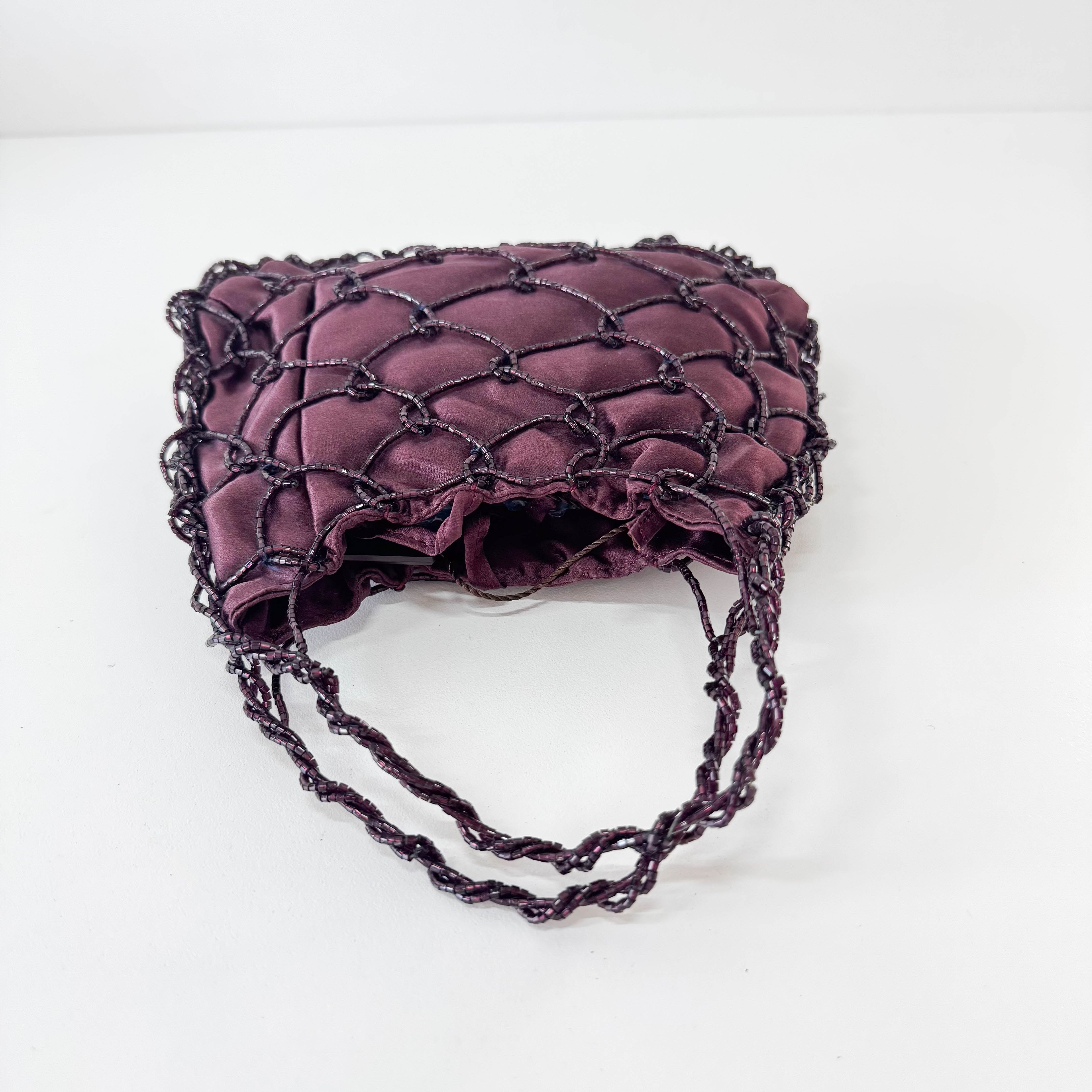 Archive Burgundy Satin and Beads Handbag