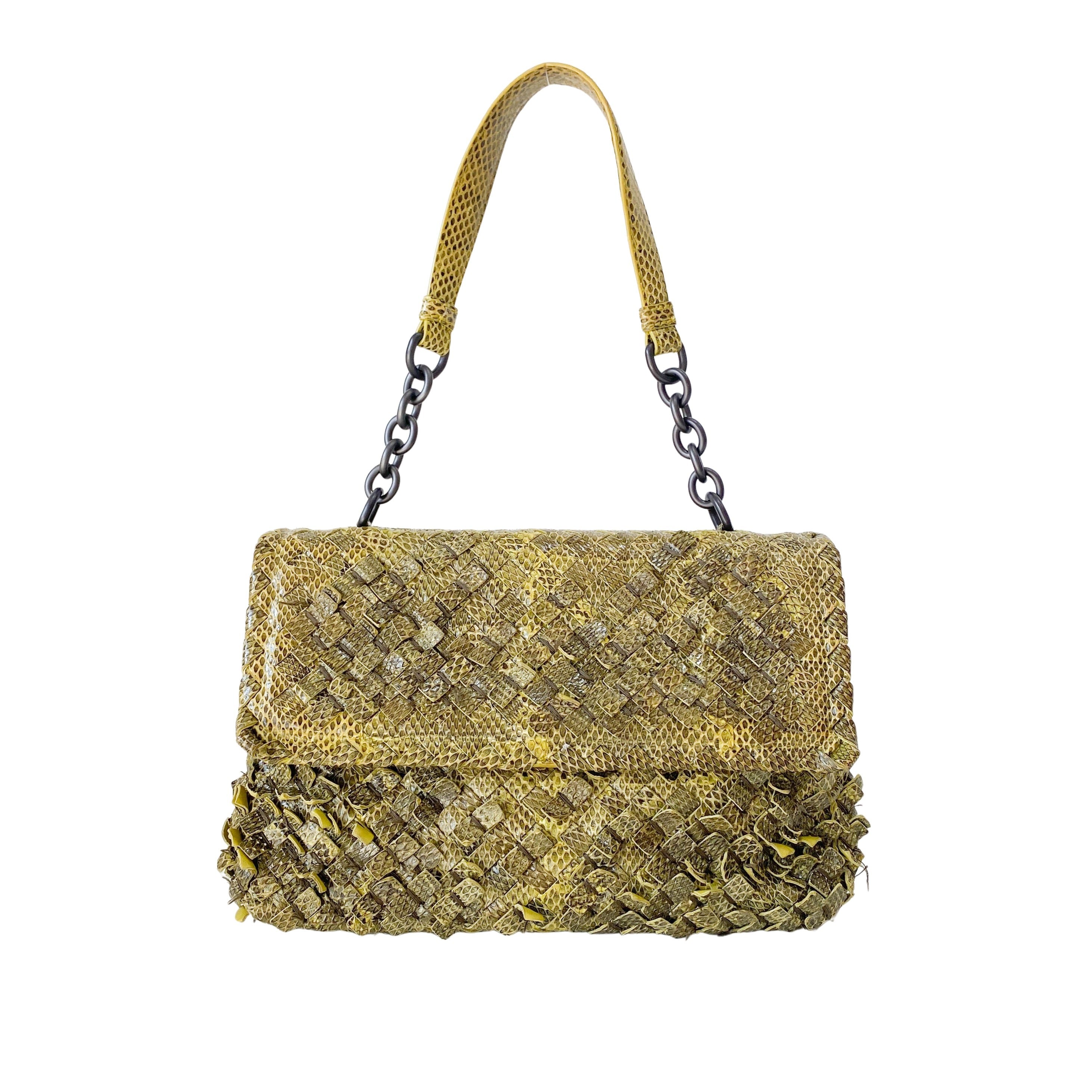 Intrecciato Green Leather Bag