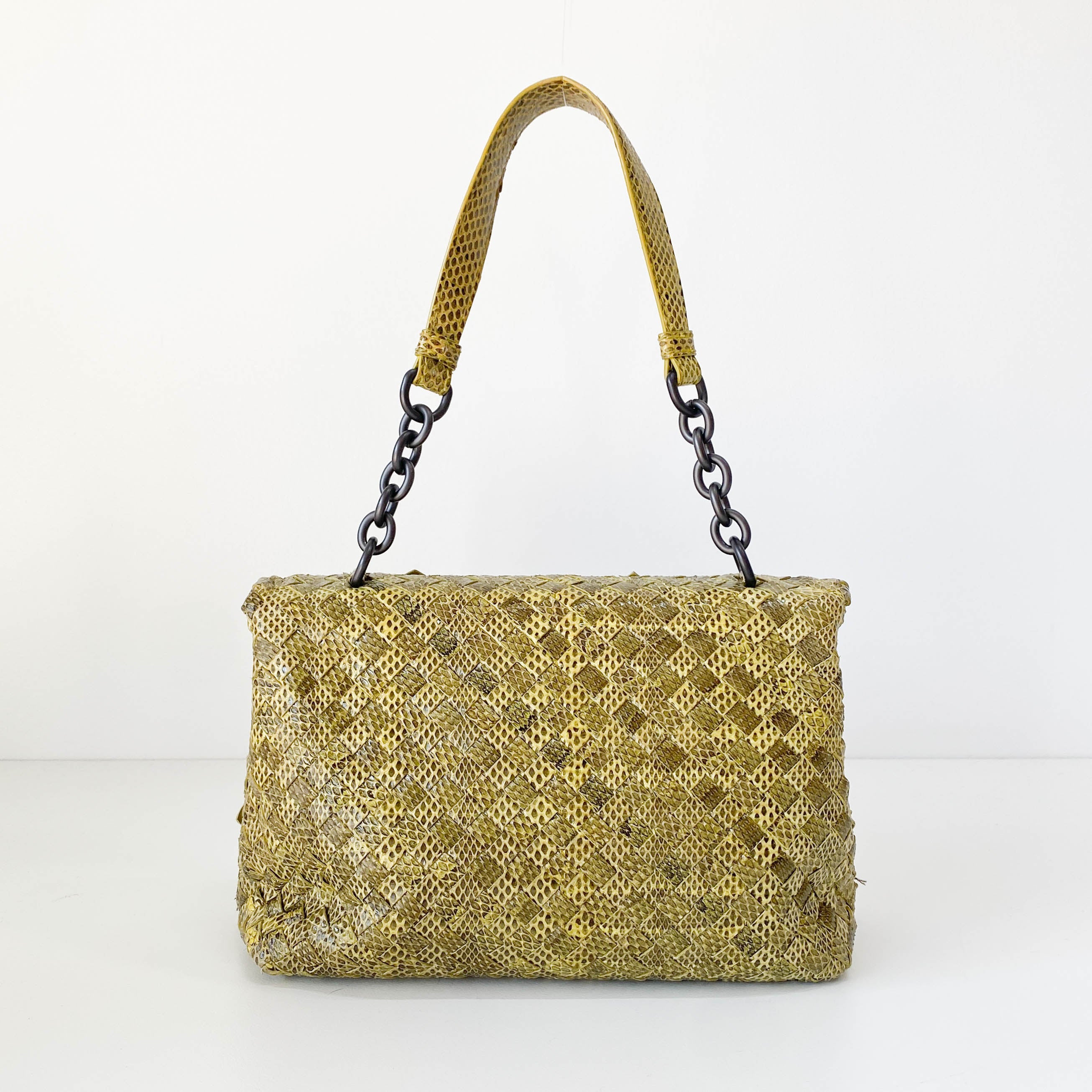 Intrecciato Green Leather Bag
