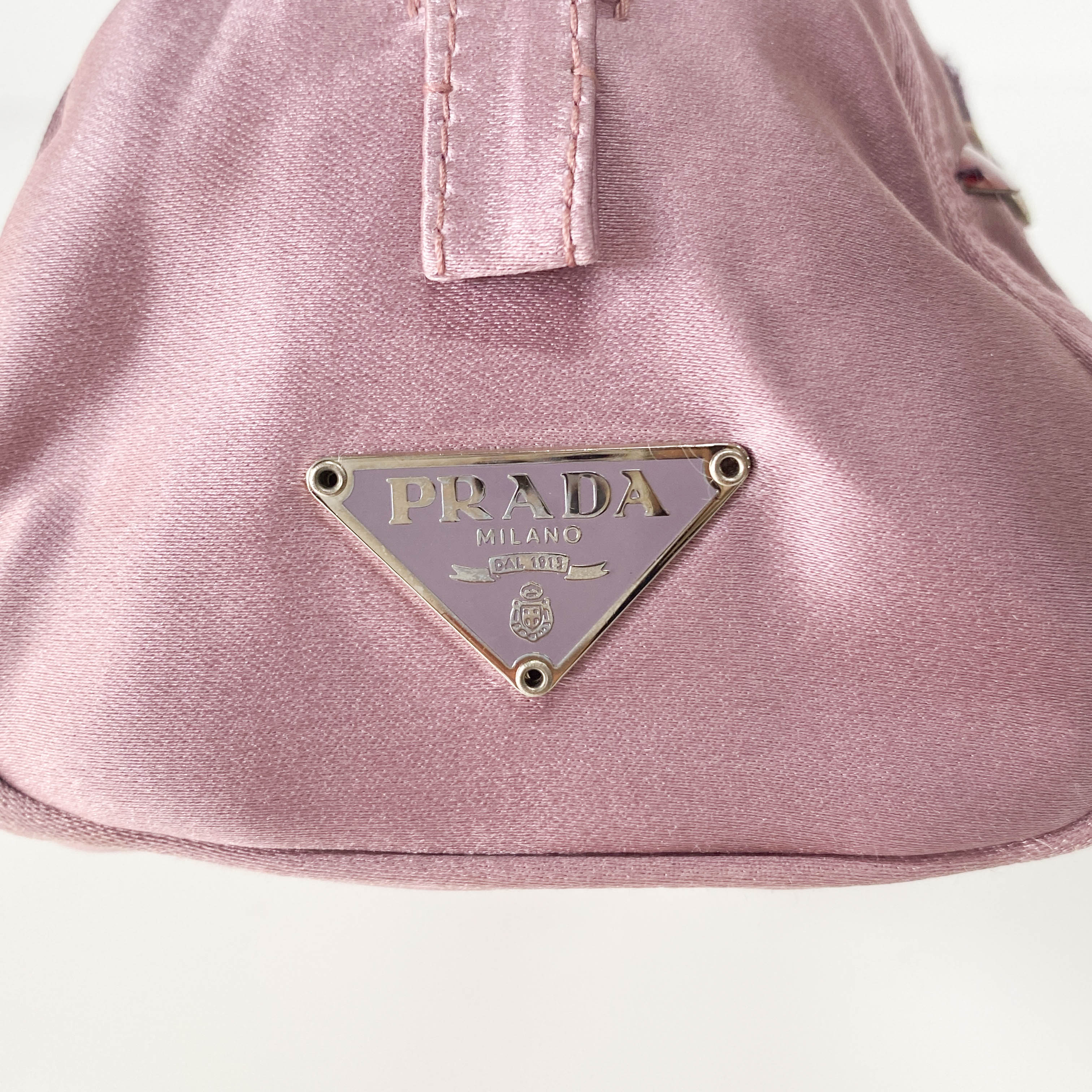 Mini Pink Satin Embroidered Handbag