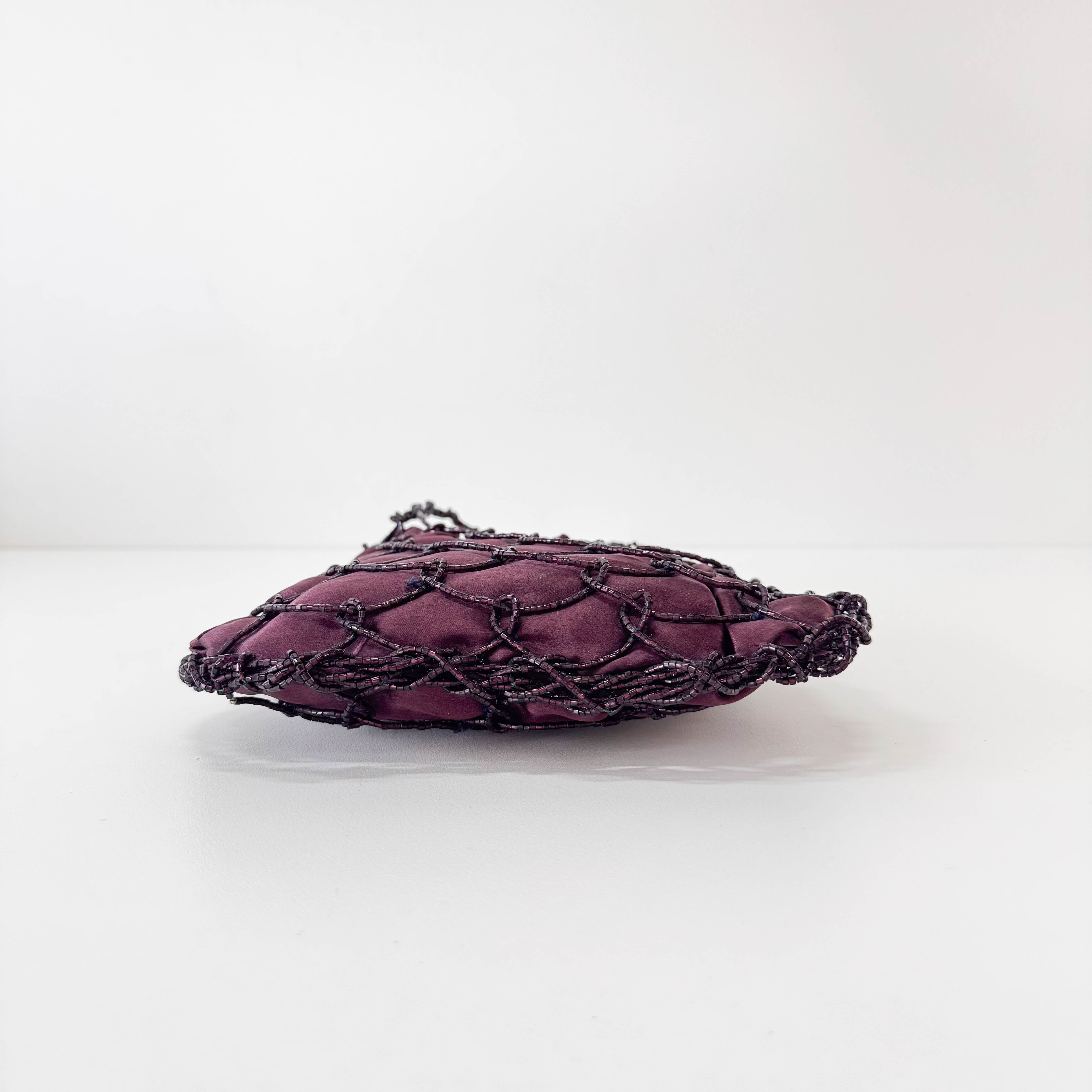 Archive Burgundy Satin and Beads Handbag