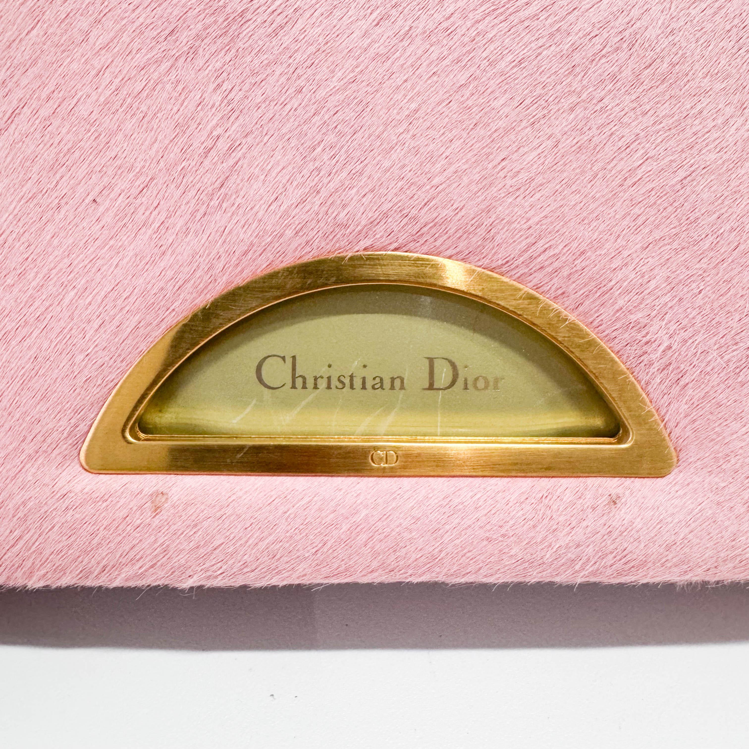 Malice Pearl Pink Pony Hair Python Embossed Leather Shoulder Bag