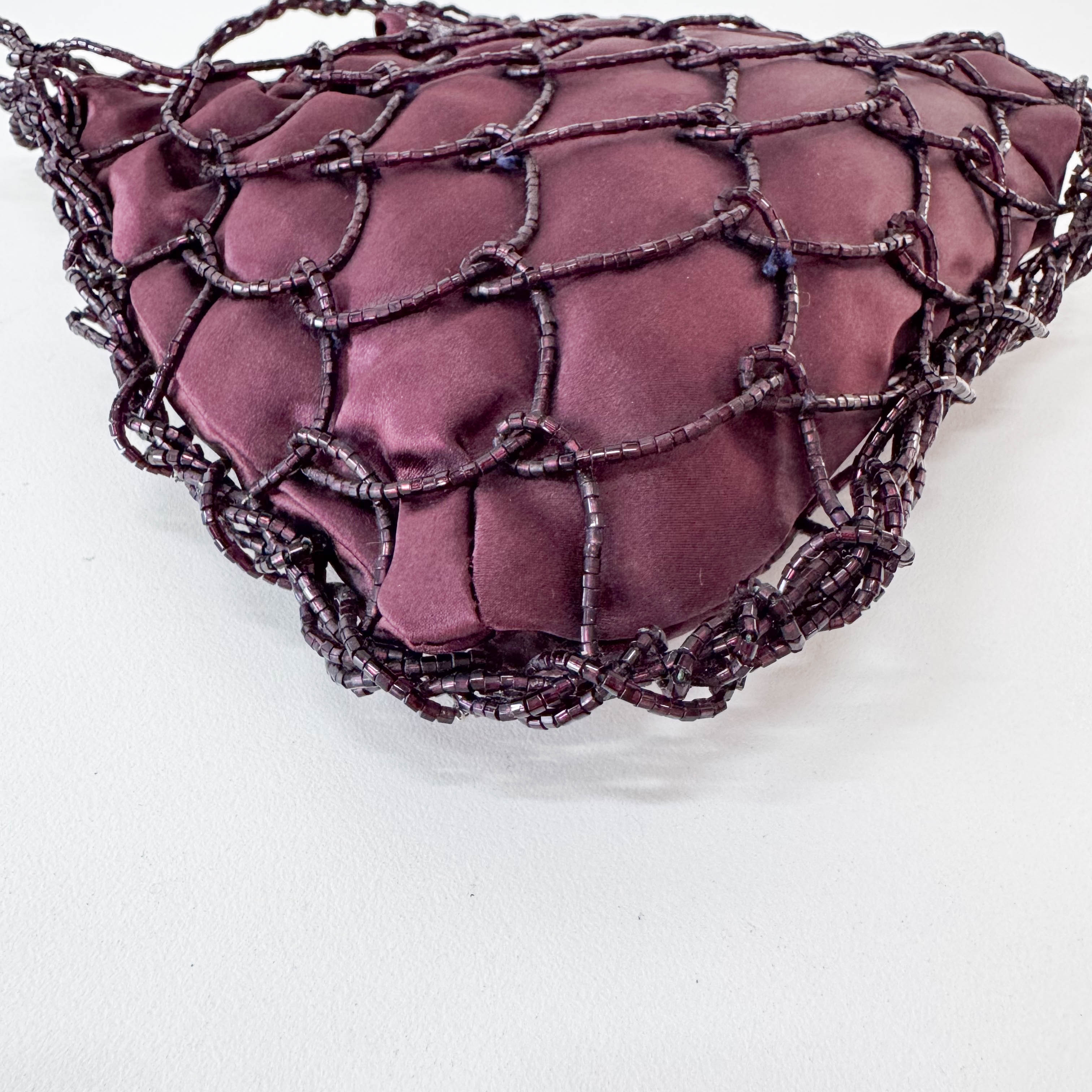 Archive Burgundy Satin and Beads Handbag