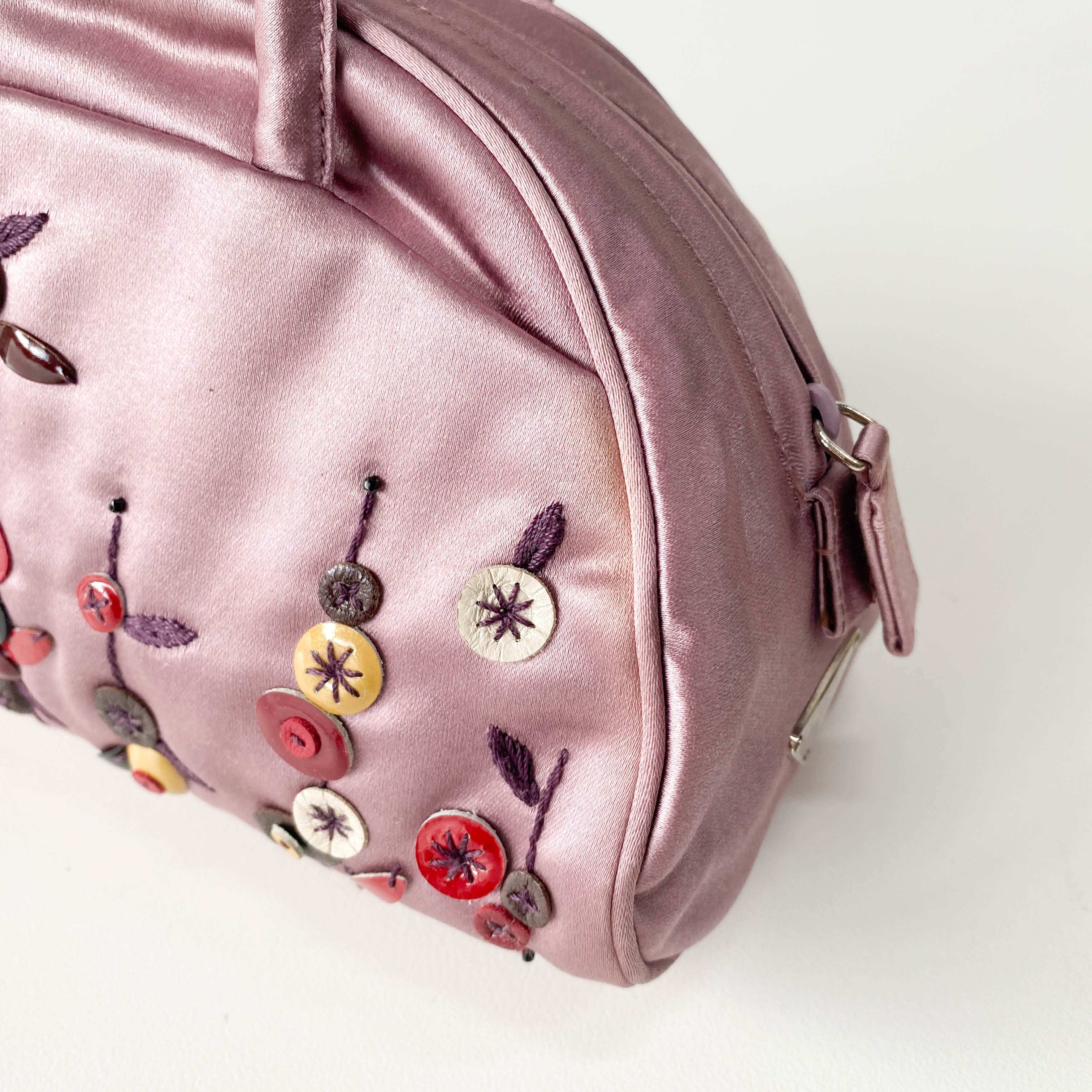 Mini Pink Satin Embroidered Handbag