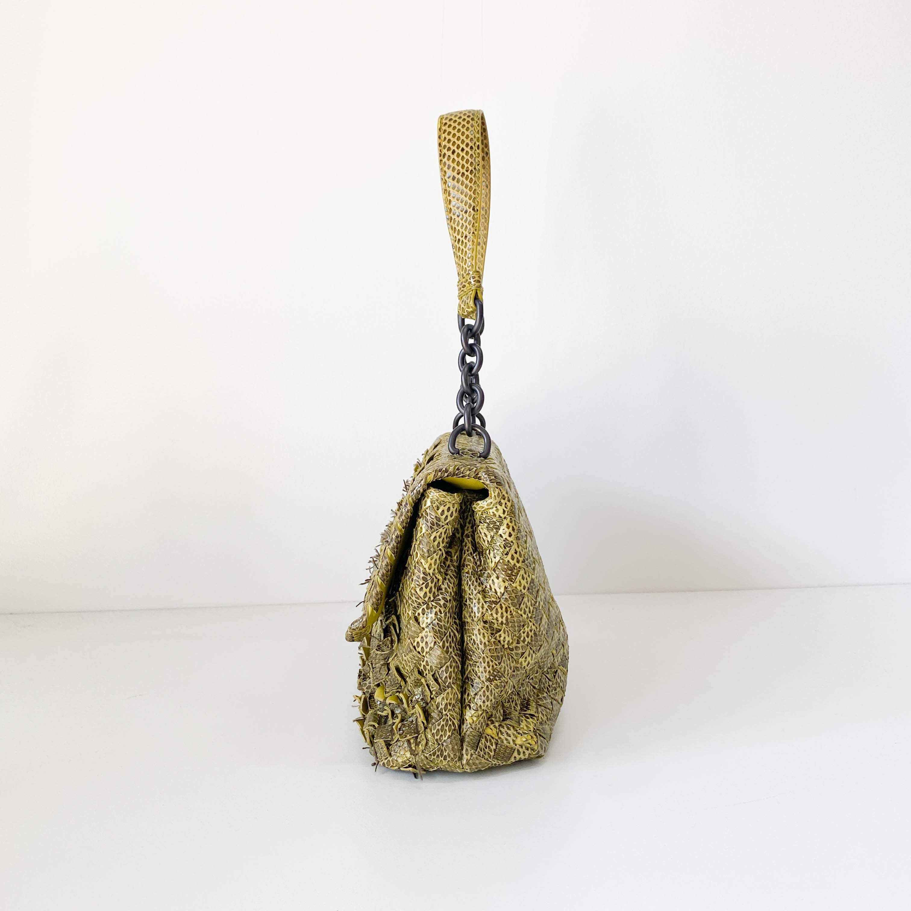 Intrecciato Green Leather Bag