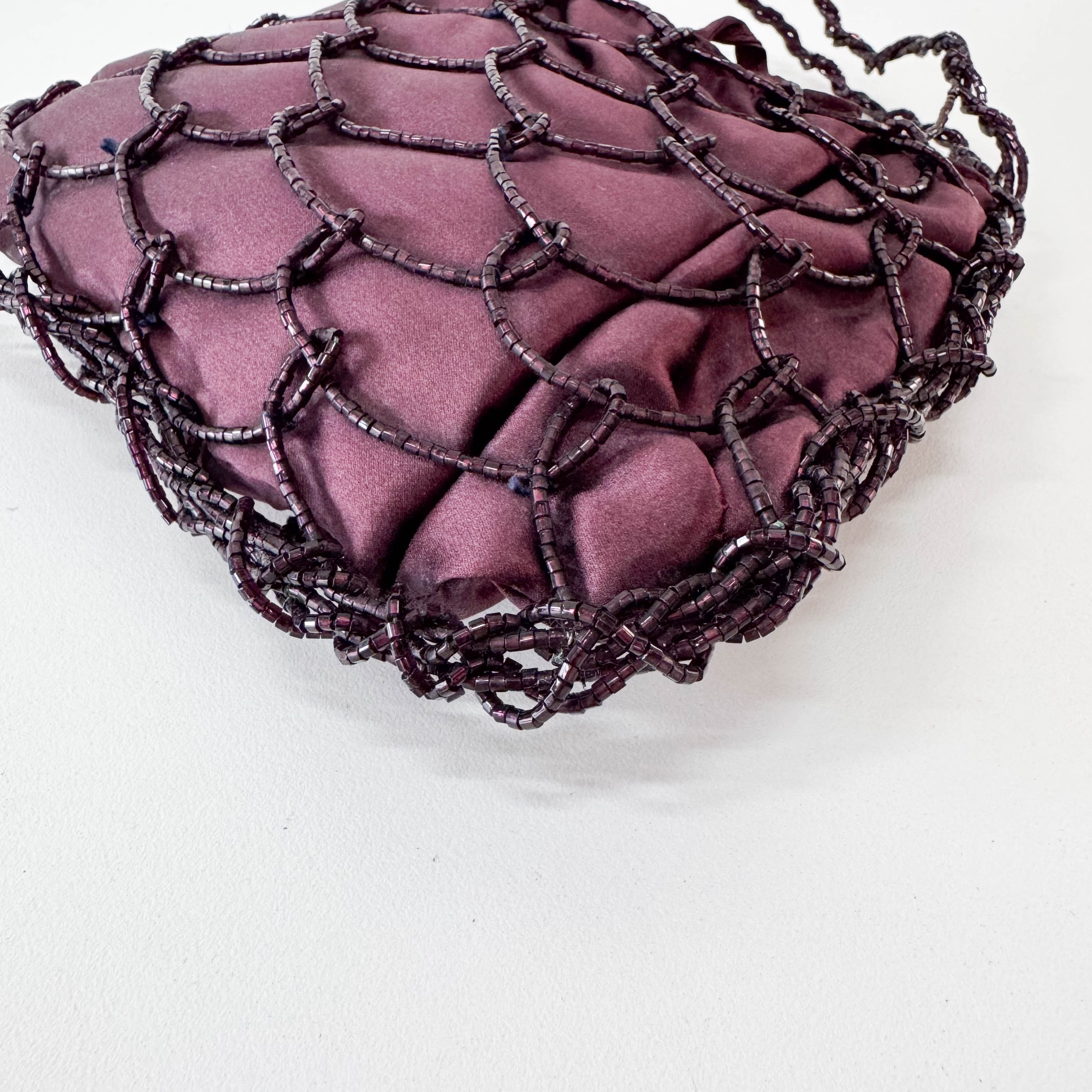 Archive Burgundy Satin and Beads Handbag