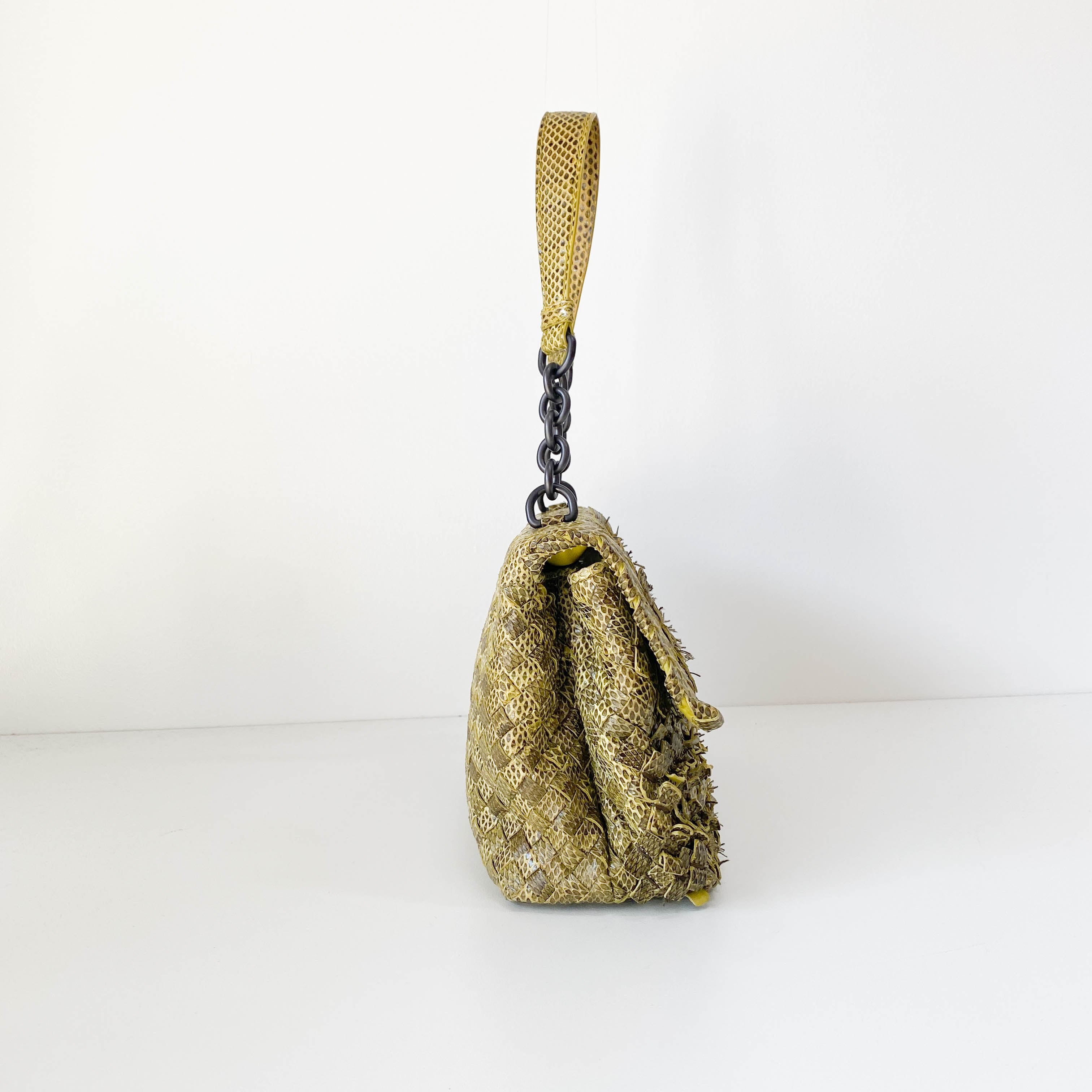Intrecciato Green Leather Bag