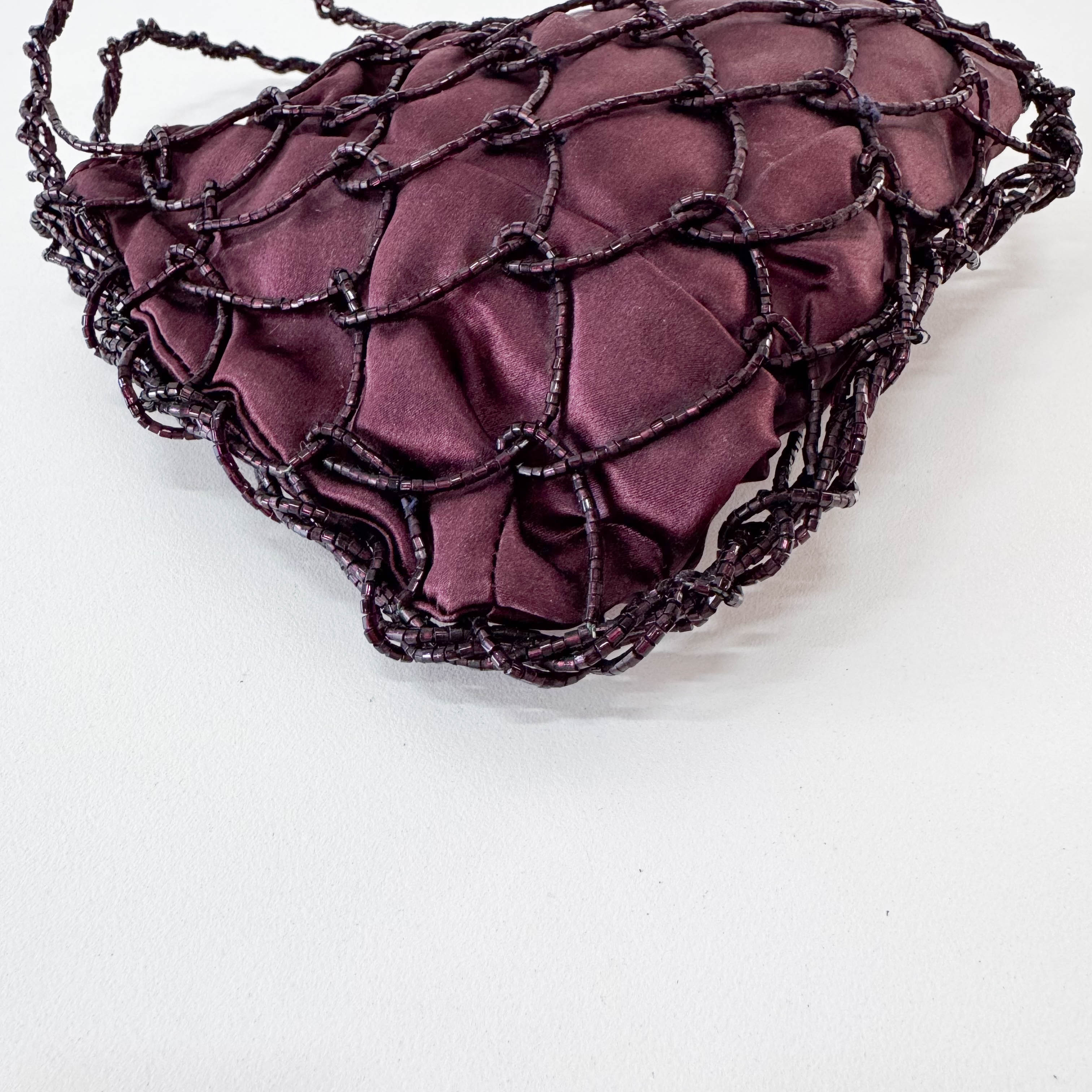 Archive Burgundy Satin and Beads Handbag