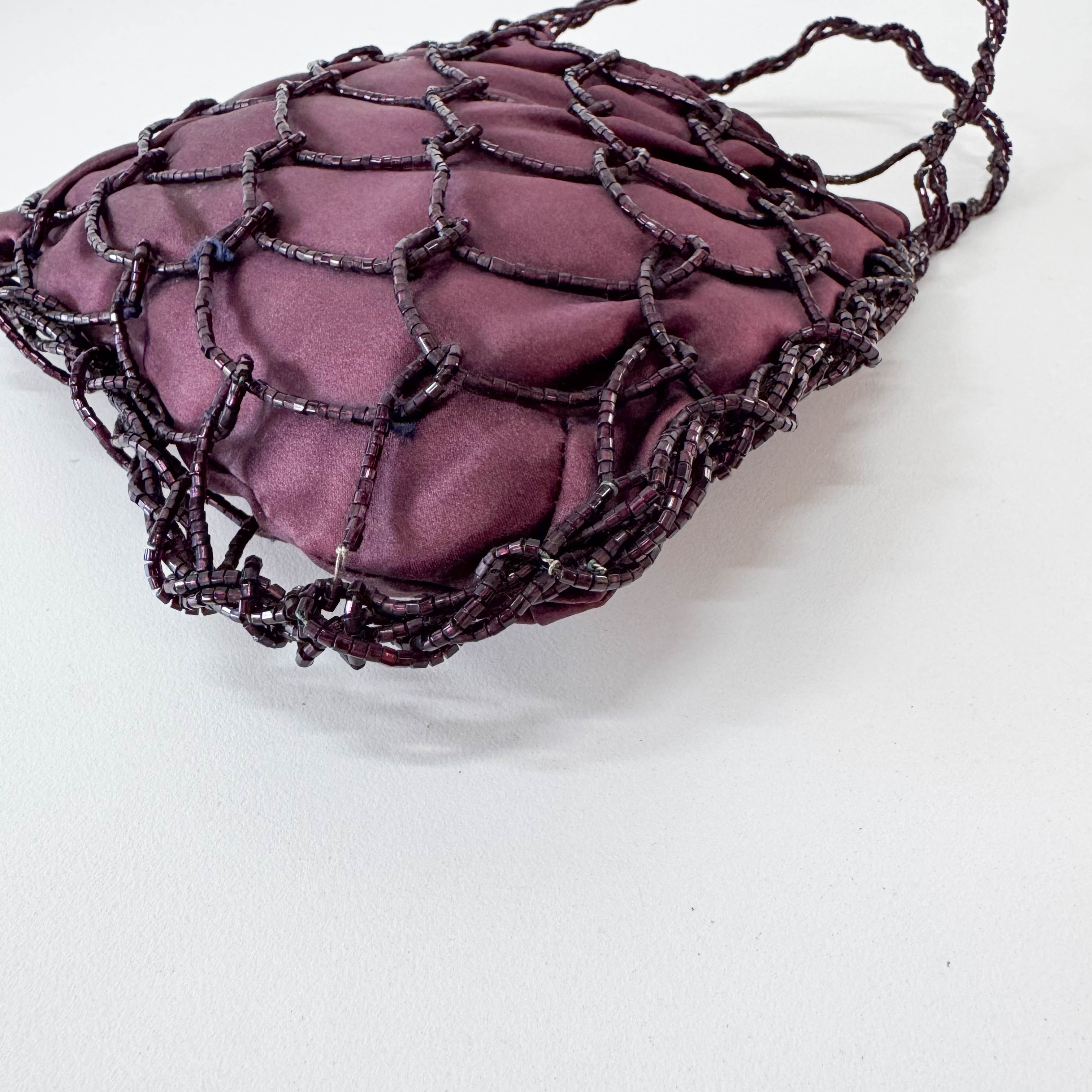 Archive Burgundy Satin and Beads Handbag