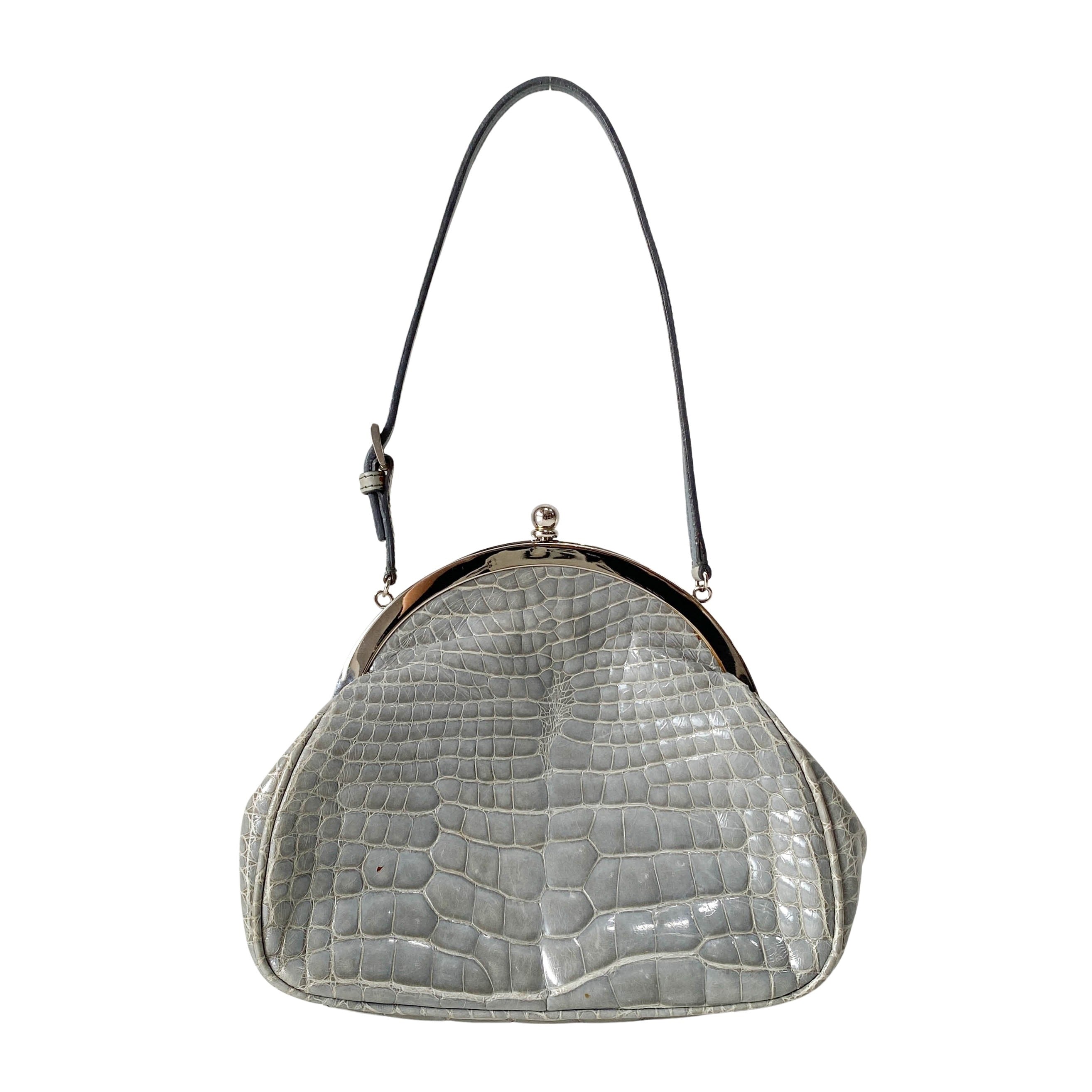 Mini Grey Leather Handbag