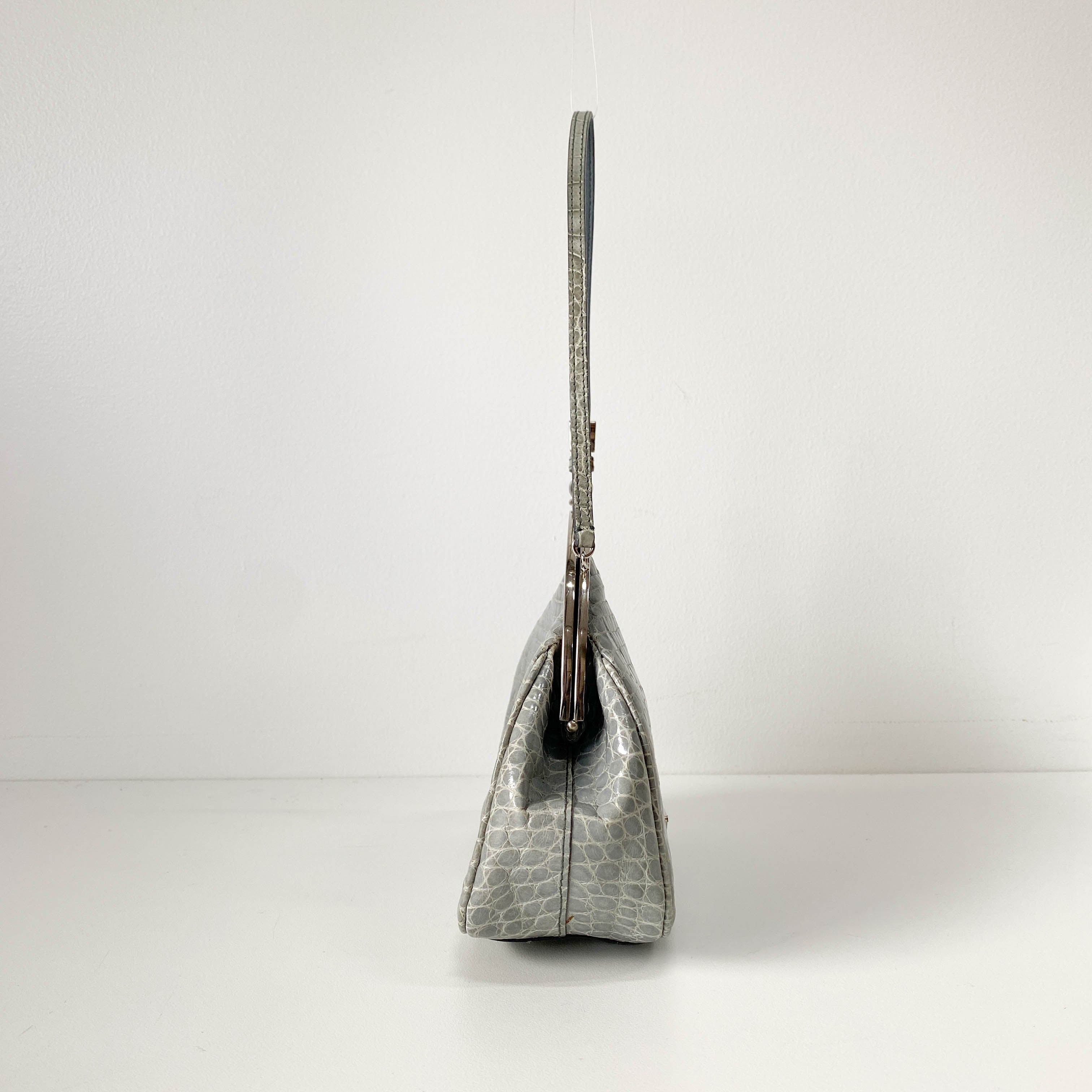 Mini Grey Leather Handbag