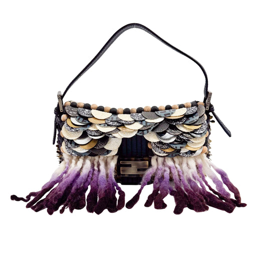 Baguette Multi-colour Wool & Sequin Shoulder Bag