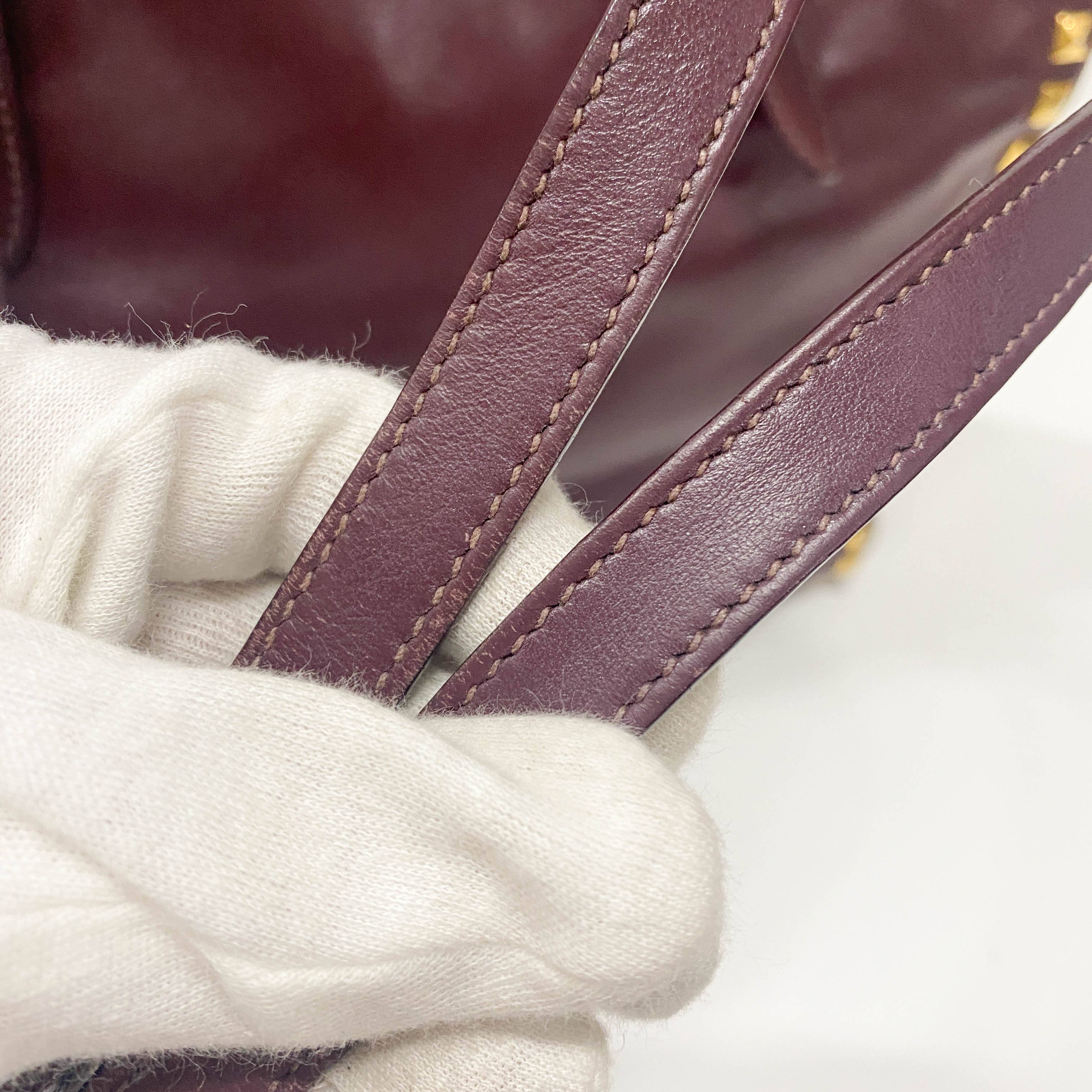 Burgundy Leather Studs Shoulder Bag