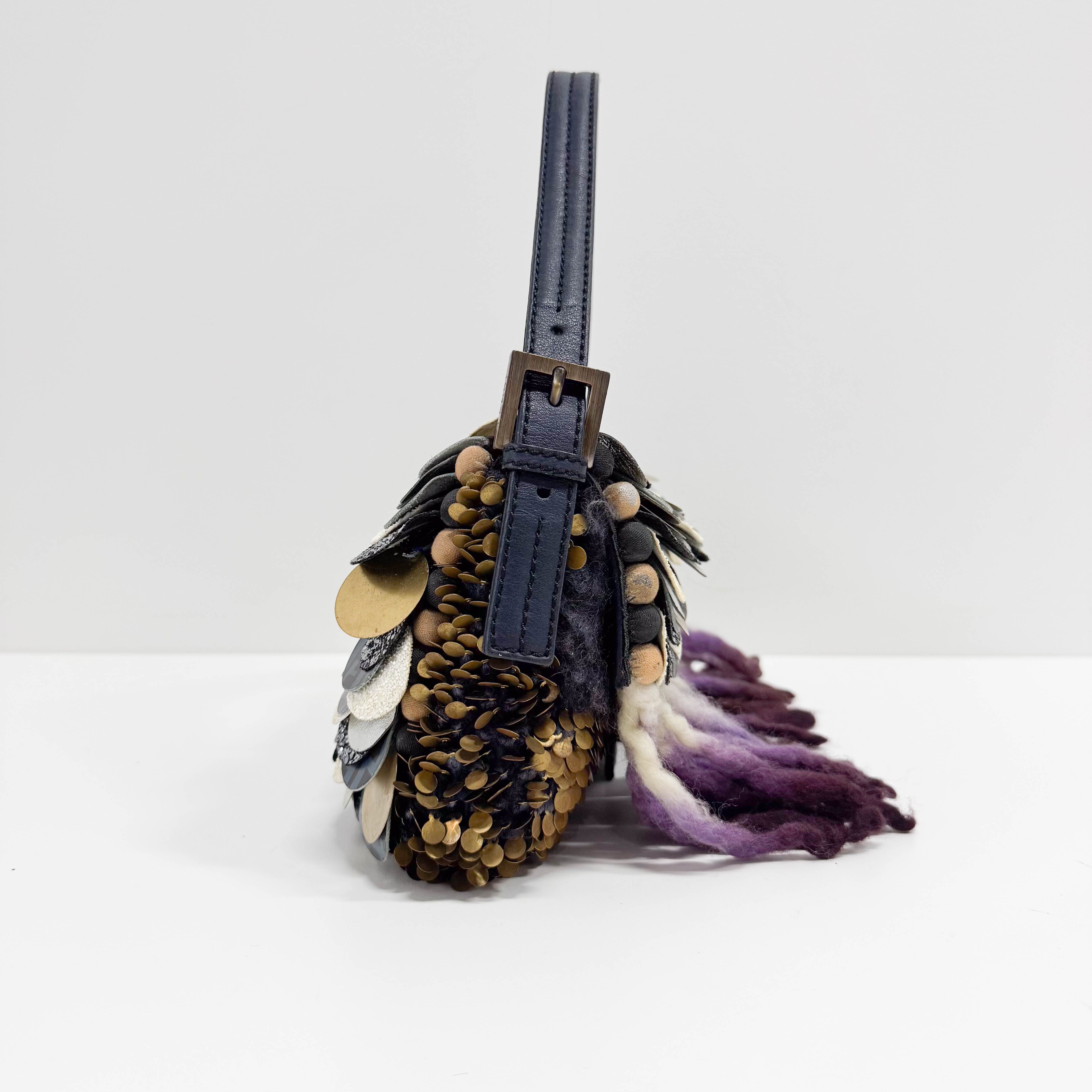 Baguette Multi-colour Wool & Sequin Shoulder Bag